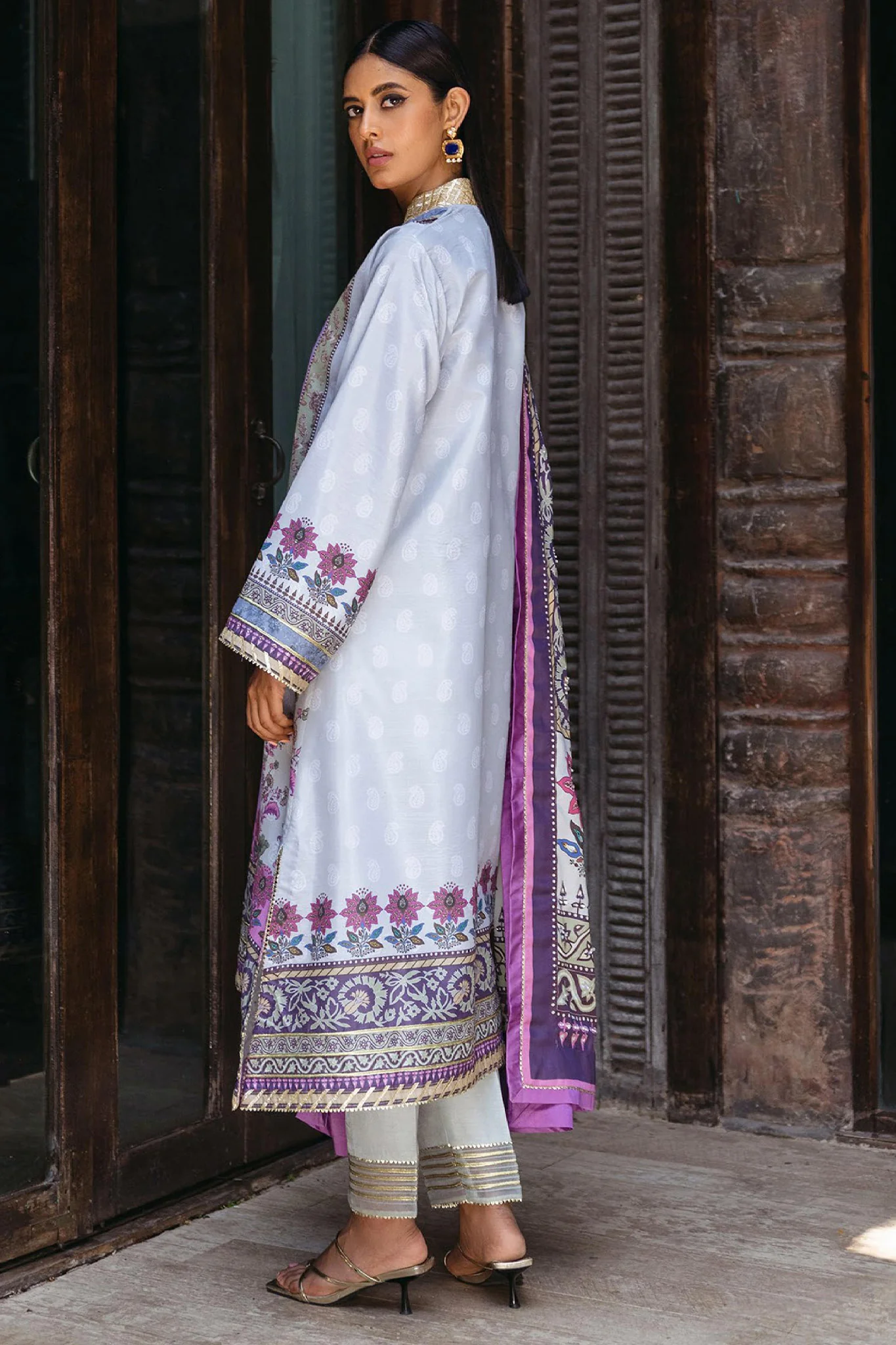 Nirvana By Mushq Unstitched 3 Piece Silk Edit Suit-06-Viola - Image 2