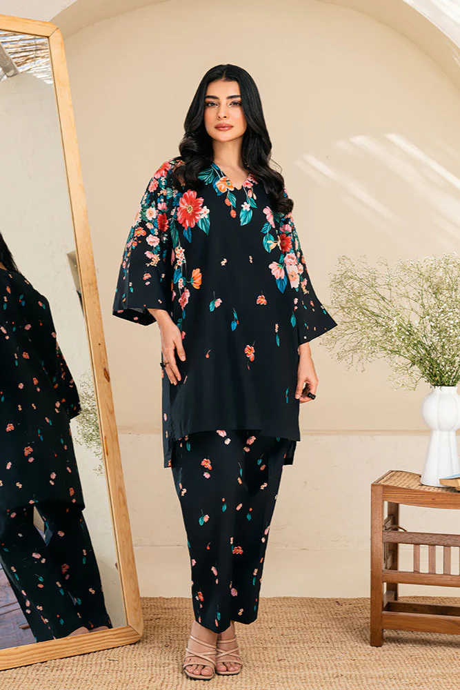 Amal Stitched 2 Piece Summer Cambric Collection-Noir