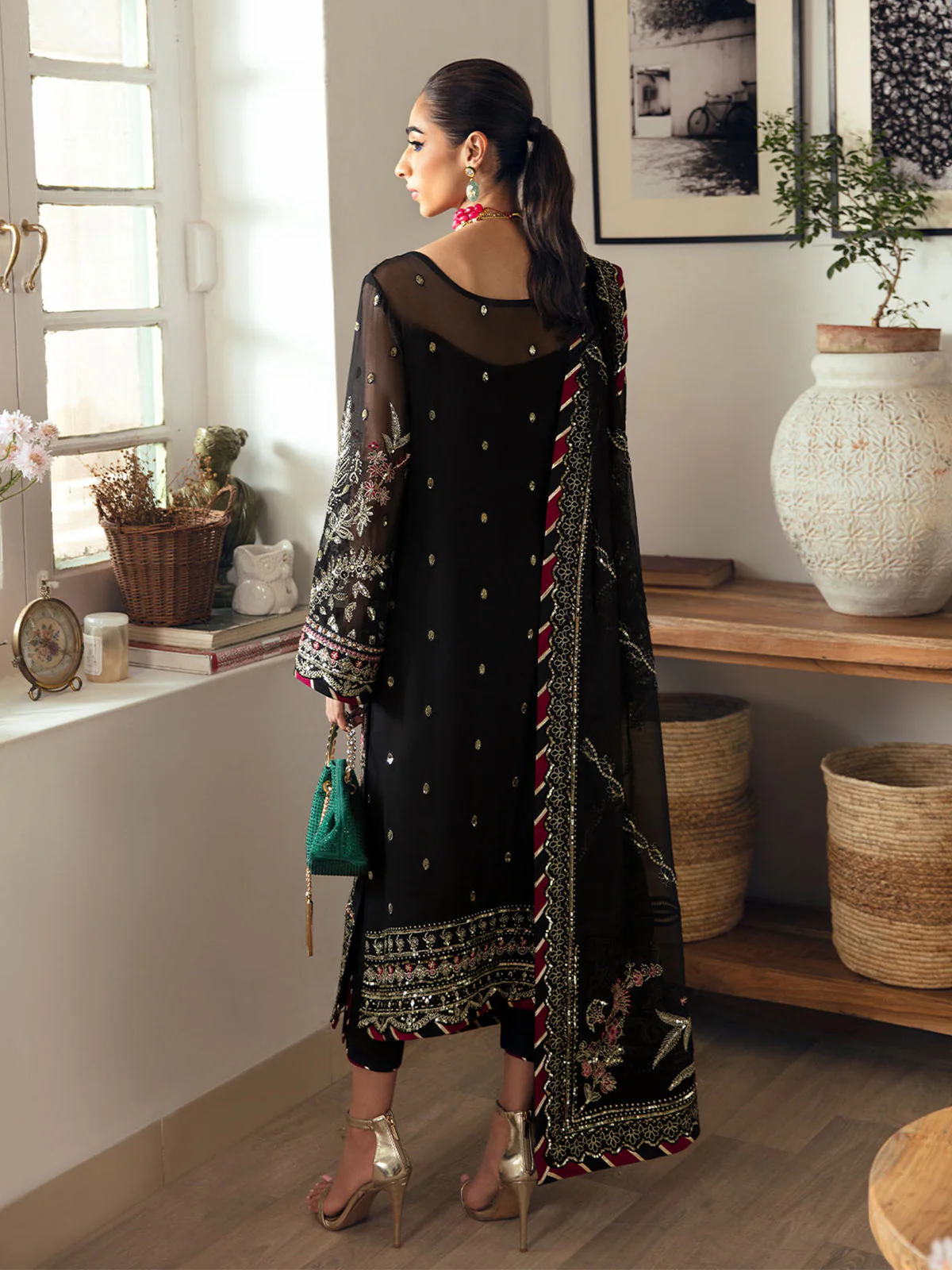 Gulaal Unstitched 3 Piece Emb Chiffon Vol-01 Suit-Noir GL-EC-23V1-06 - Image 2