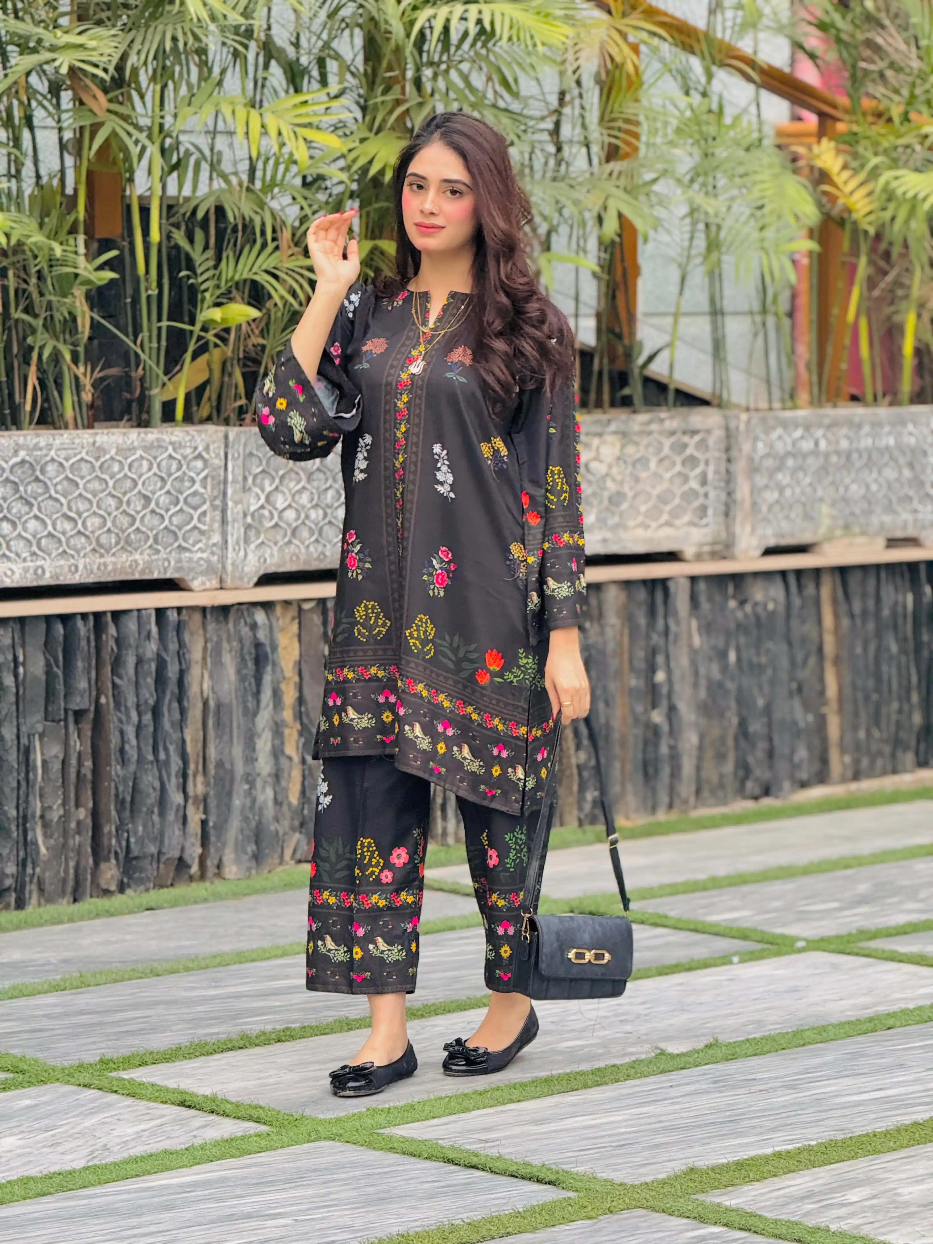 Zara Yamin Stitched 2 Piece Summer Collection-NoirÃƒÂ© Co-Ord Set 2PCs - Image 2
