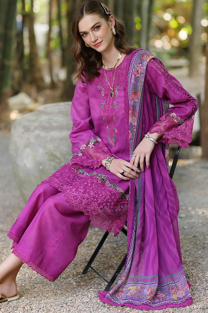 Noor By Saadia Asad Unstitched 3 Piece Eid Luxe Printedkari Collection-01-A - Image 3