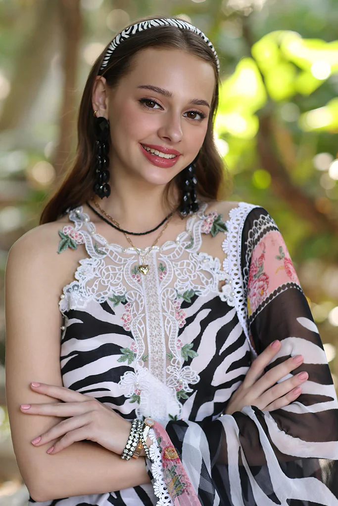 Noor By Saadia Asad Unstitched 3 Piece Eid Luxe Printedkari Collection-01-B - Image 4