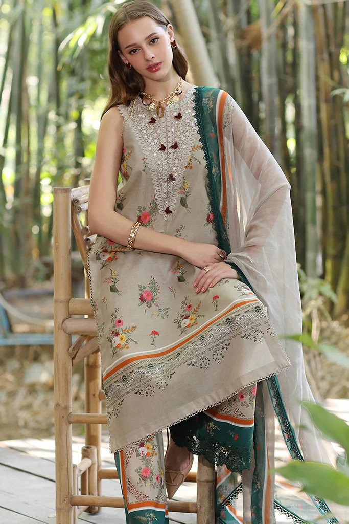 Noor By Saadia Asad Unstitched 3 Piece Eid Luxe Printedkari Collection-04-A - Image 3