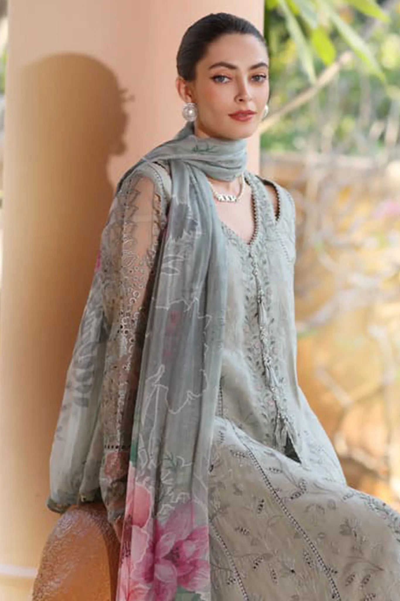 Noor By Saadia Asad Unstitched 3 Piece Eid Luxury Laserkari Suit-01-A - Image 3