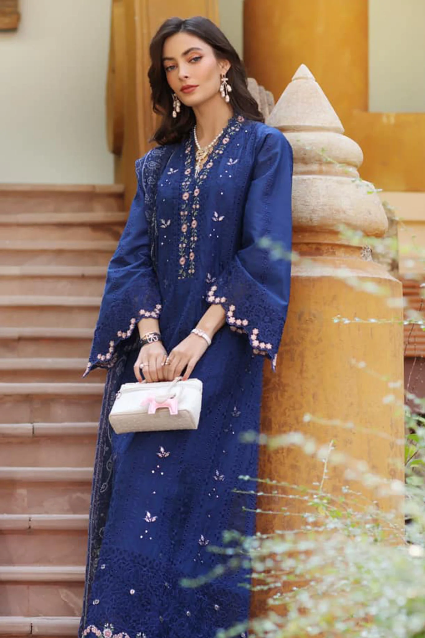 Noor By Saadia Asad Unstitched 3 Piece Eid Luxury Laserkari Suit-05-B - Image 3