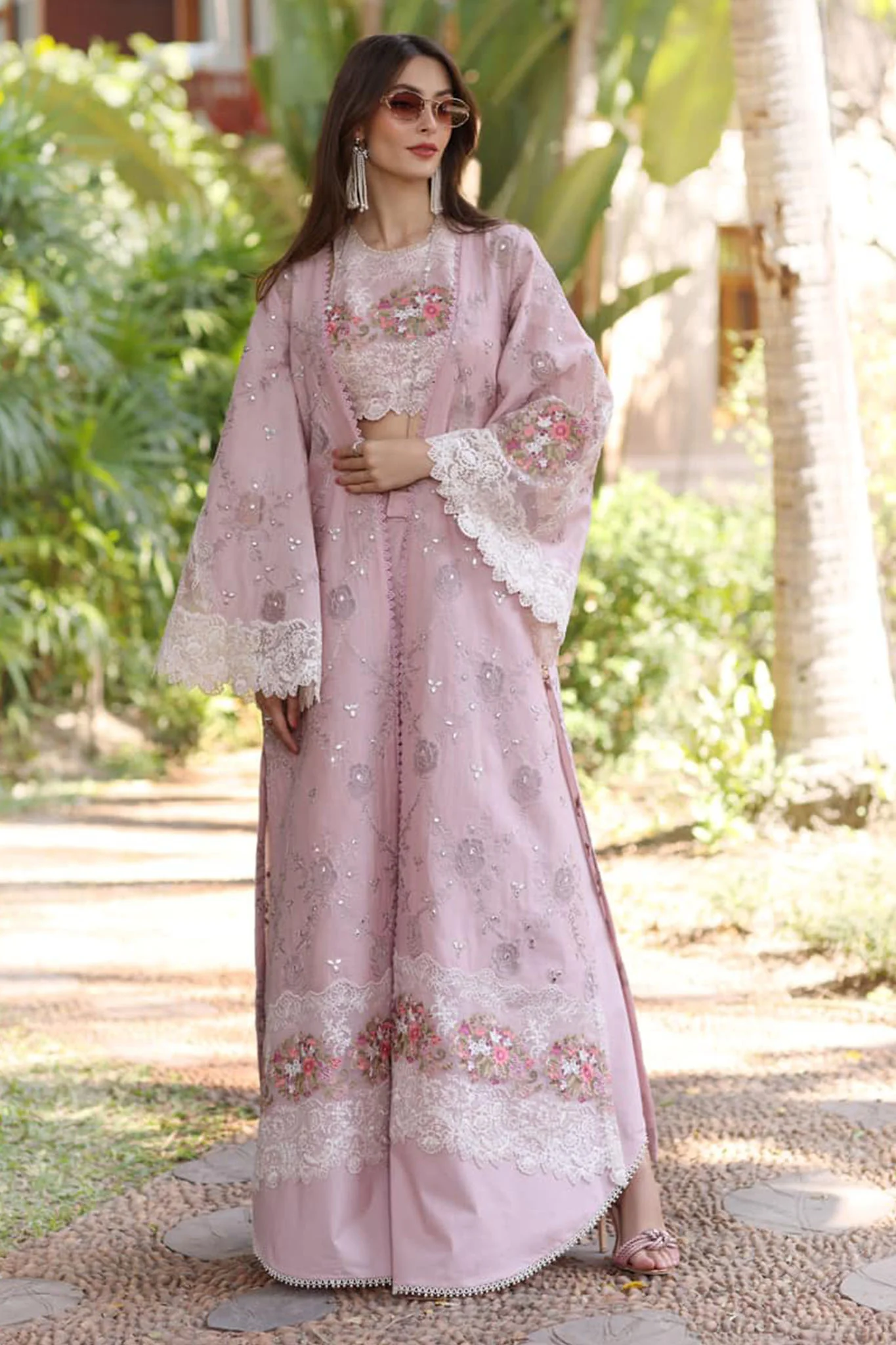 Noor By Saadia Asad Unstitched 3 Piece Eid Luxury Laserkari Suit-08-A - Image 3