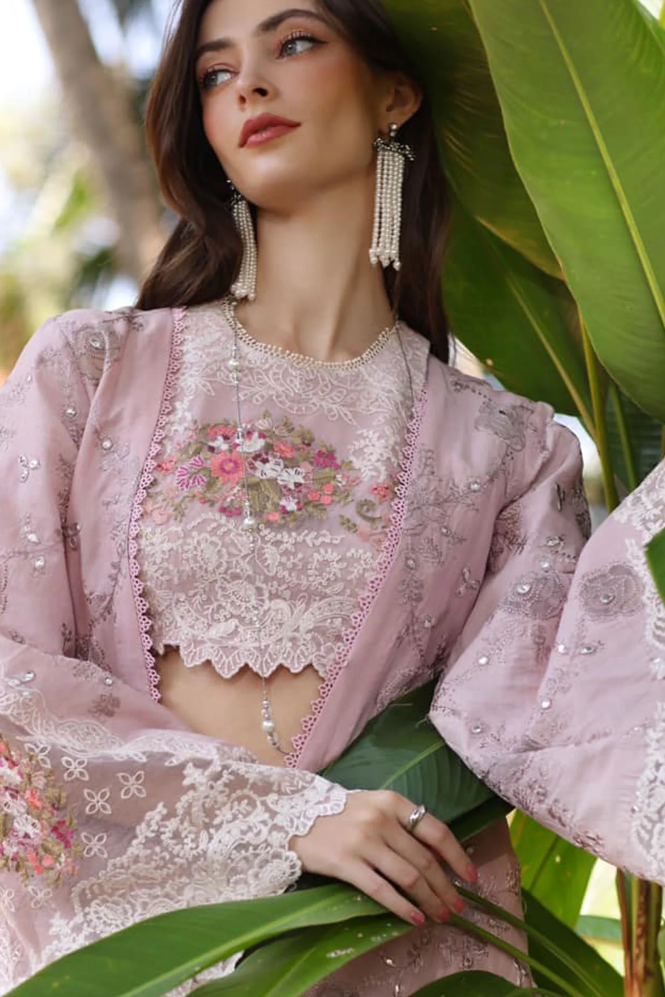 Noor By Saadia Asad Unstitched 3 Piece Eid Luxury Laserkari Suit-08-A - Image 4