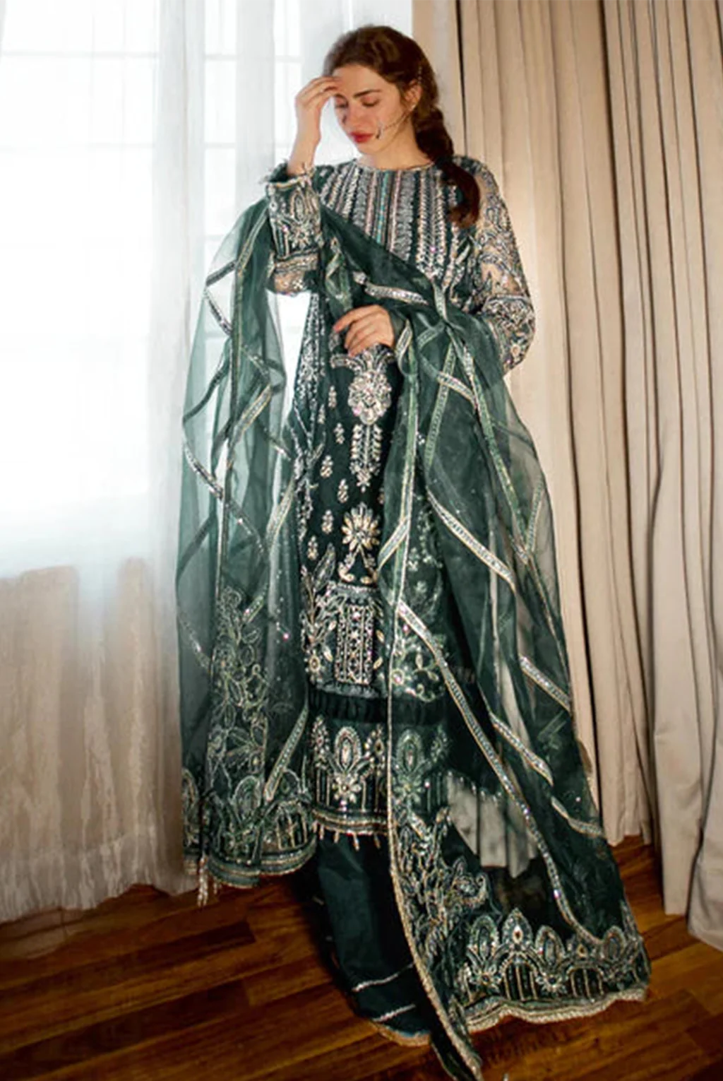 Meeral Unstitched 3 Piece Luxury Formals Pret Suit-Meeral - Dilaab - Image 4