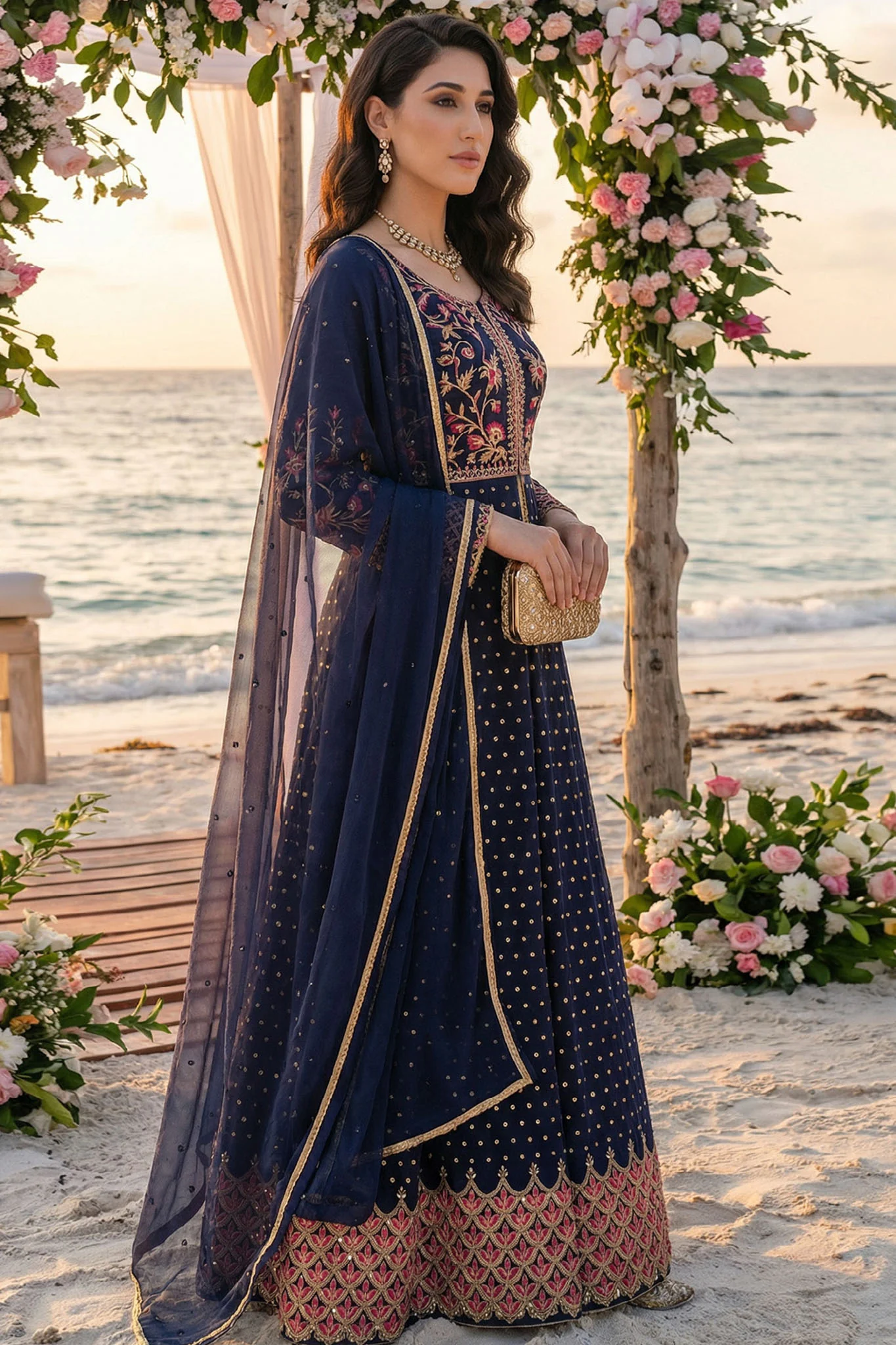 Noorma Kaamal Stitched 3 Piece Emb Raw Silk Suit-NK-RSE-02 - Image 3