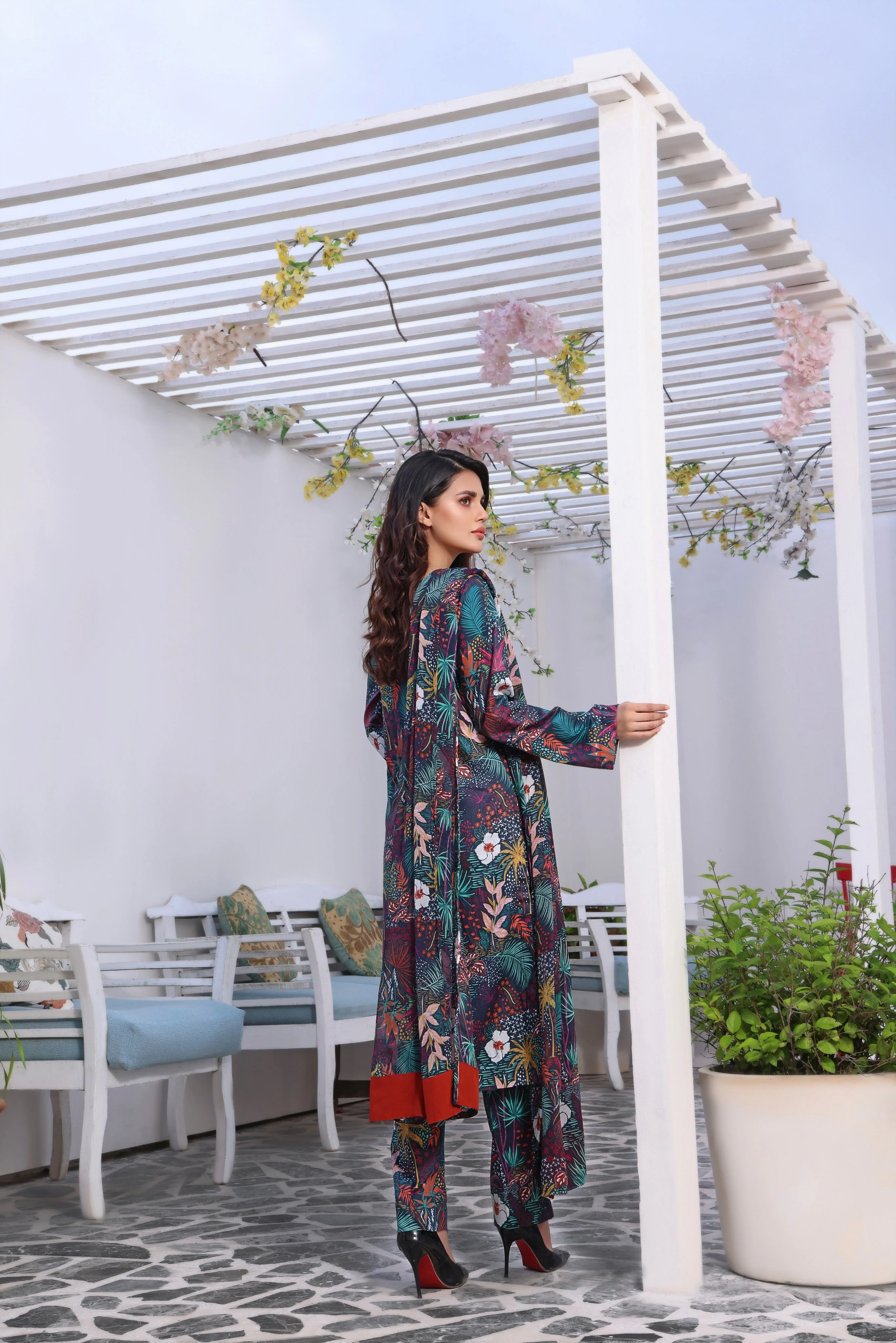 Feathers Unstitched 3 Piece Summer Collection-NOVA-FT142 - Image 3