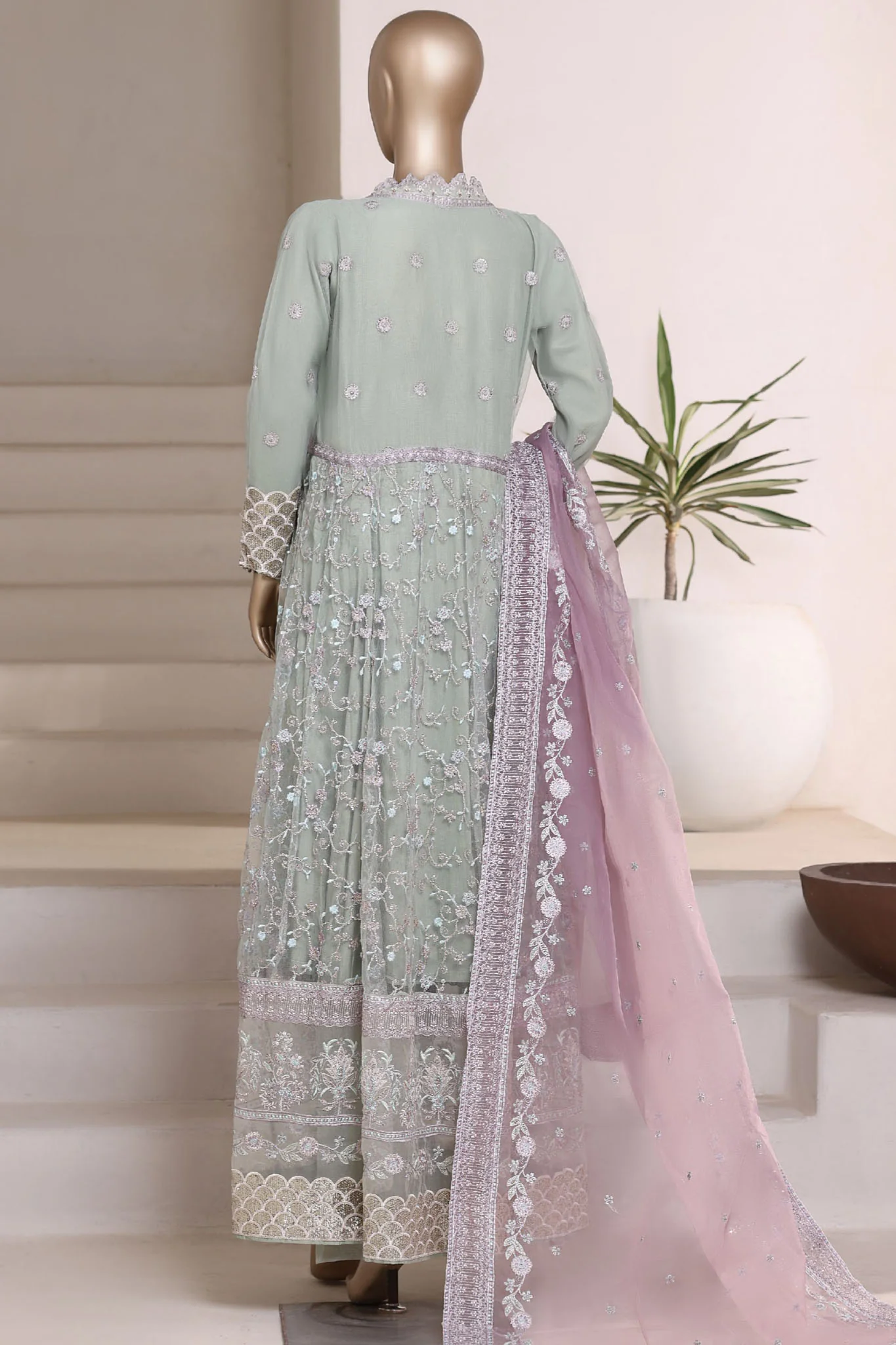 Mahpara by Sada Bahar Stitched 3 Piece Festive Formals Vol-19 Suit-NP-30-Mint - Image 3