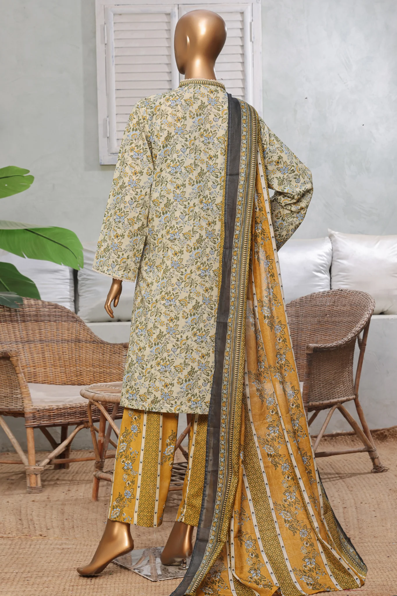 Bin Saeed Stitched 3 Piece Exc Printed Lawn Vol-03 Drop-02 Suit-NSM-2314-Lemon - Image 3