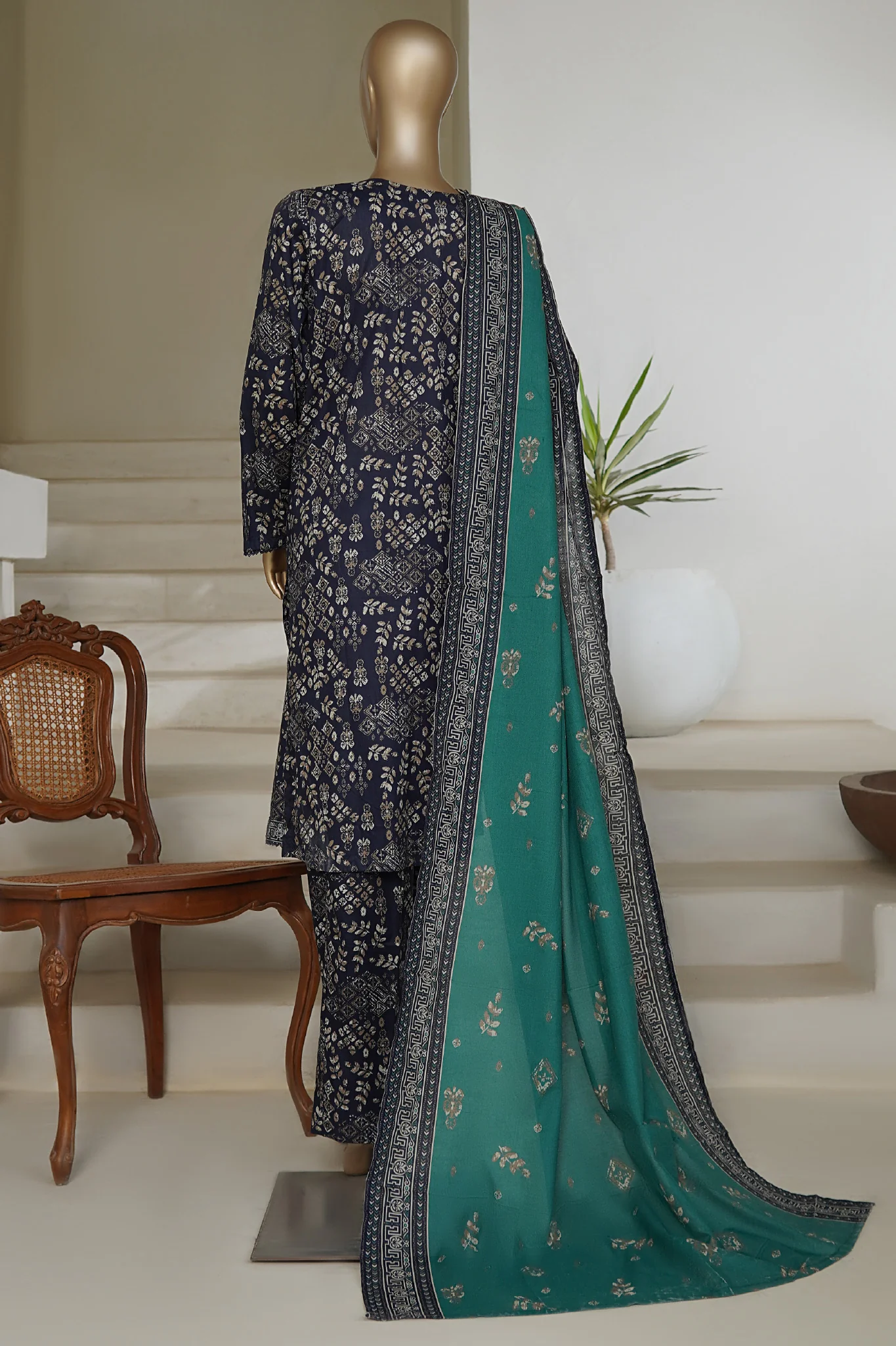 Bin Saeed Stitched 3 Piece Exc Printed Lawn Vol-05 Drop-02 Suit-NSM-2339-Blue - Image 3