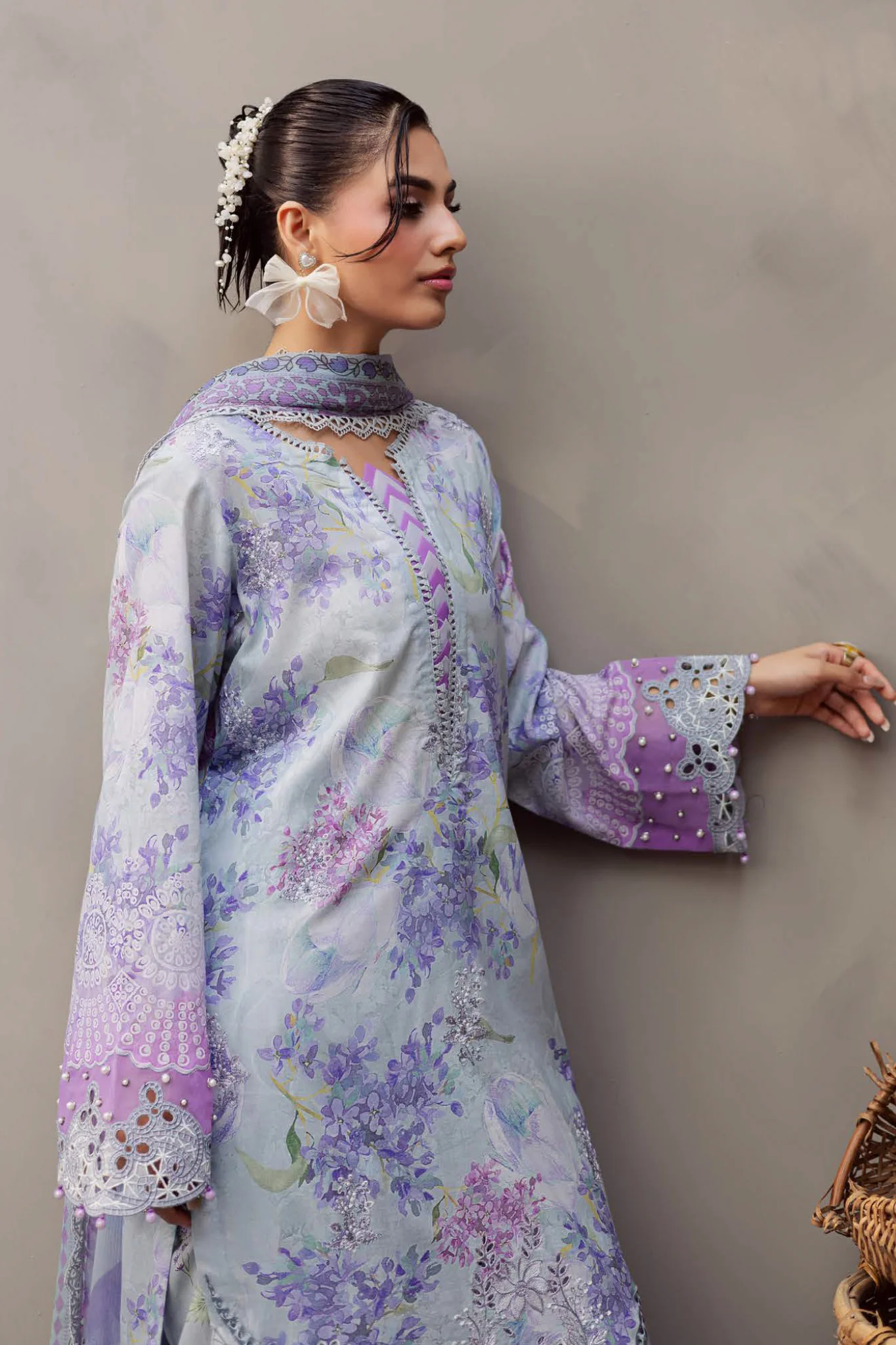 Daily Delights By Nureh Unstitched 3 Piece Emb and Printed Chikankari Lawn Suit-Nureh-DD-14 - Image 3