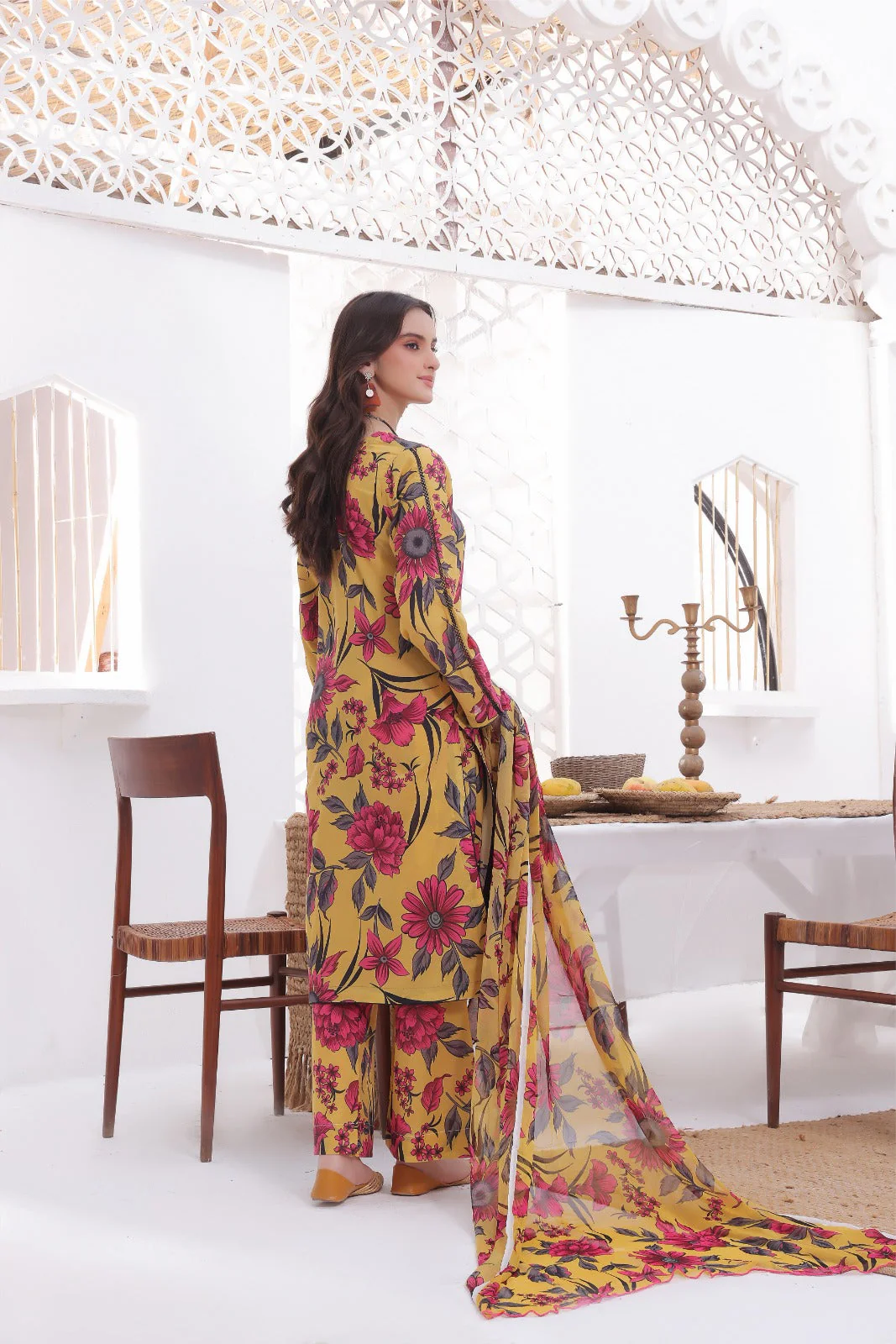 Feathers Unstitched 3 Piece Summer Collection-NYRA-FT276 - Image 2