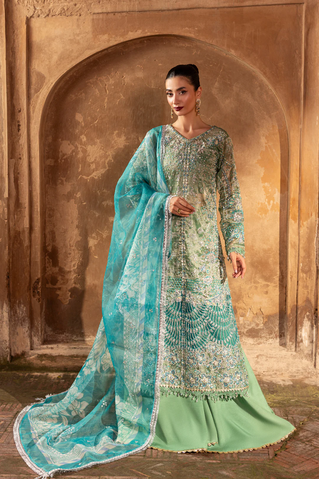 Ember Festive By Aylin Unstitched 3 Piece Formals Suit-Ocean Bloom - Image 4