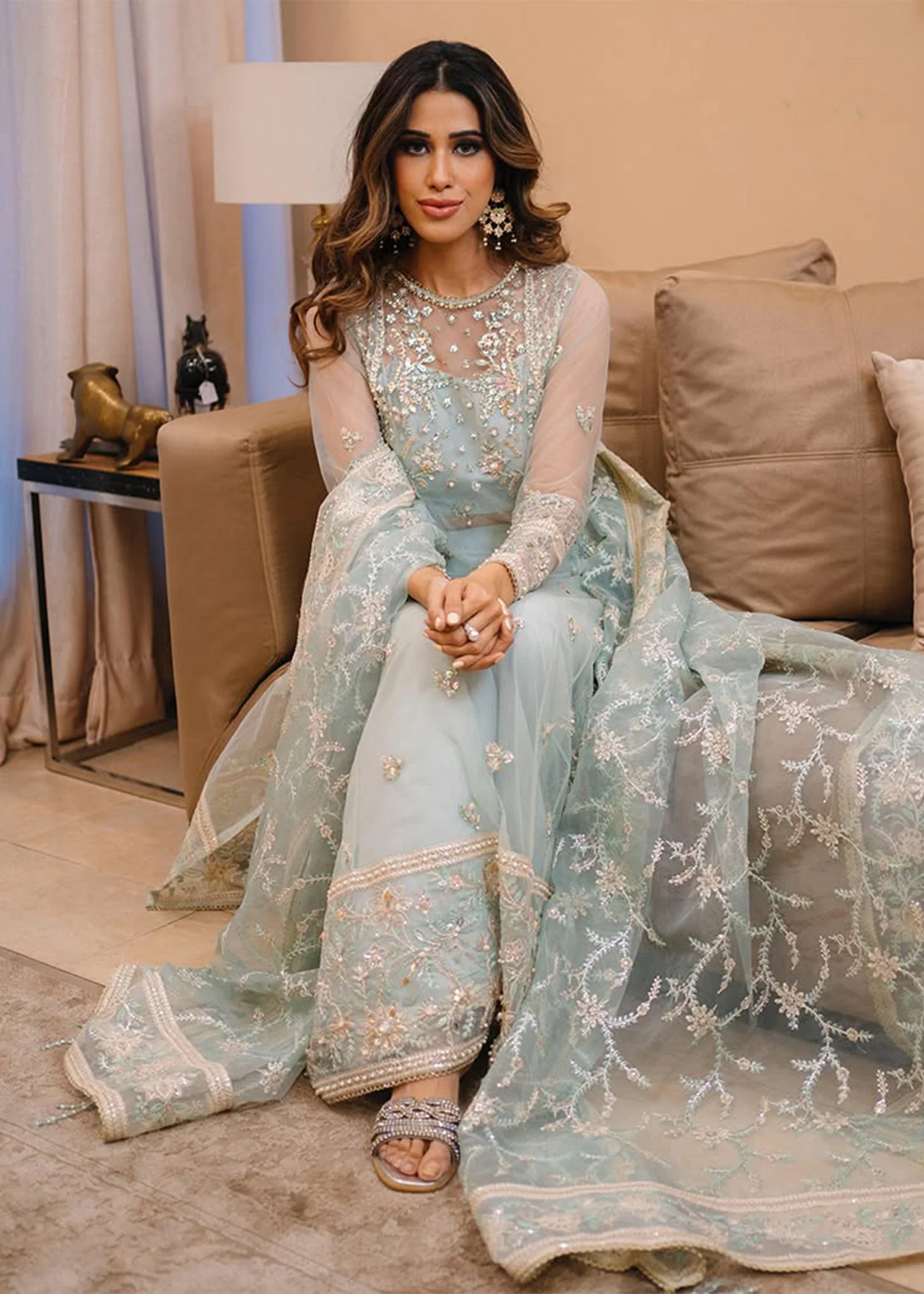 Sardinia Unstitched 3 Piece Formals Collection-Ocean Mist - Aden Rehan - Image 2