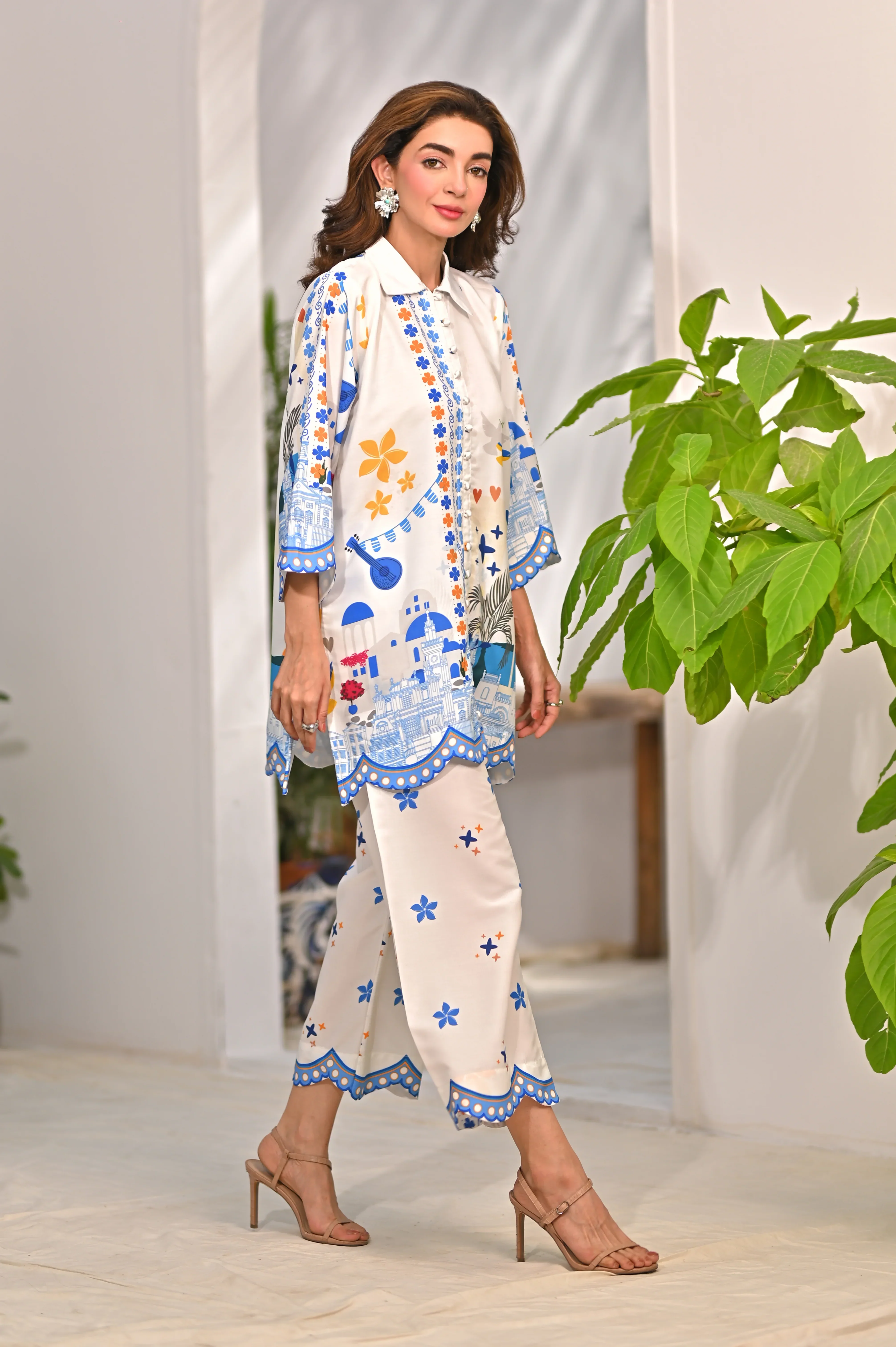 Dhaga Stitched 2 Piece Poly Cambric Suit-Oceane - Image 2