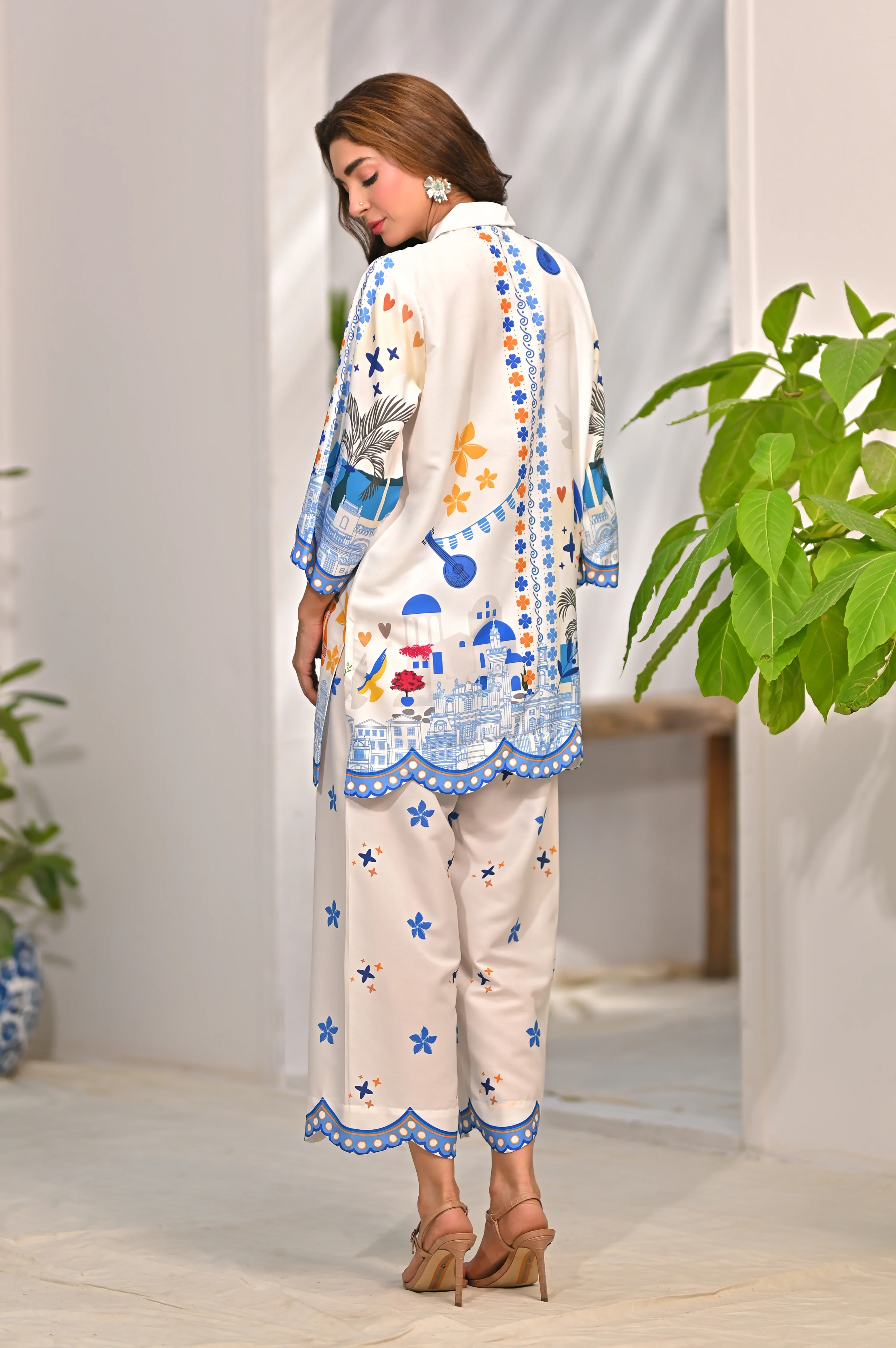 Dhaga Stitched 2 Piece Poly Cambric Suit-Oceane - Image 3