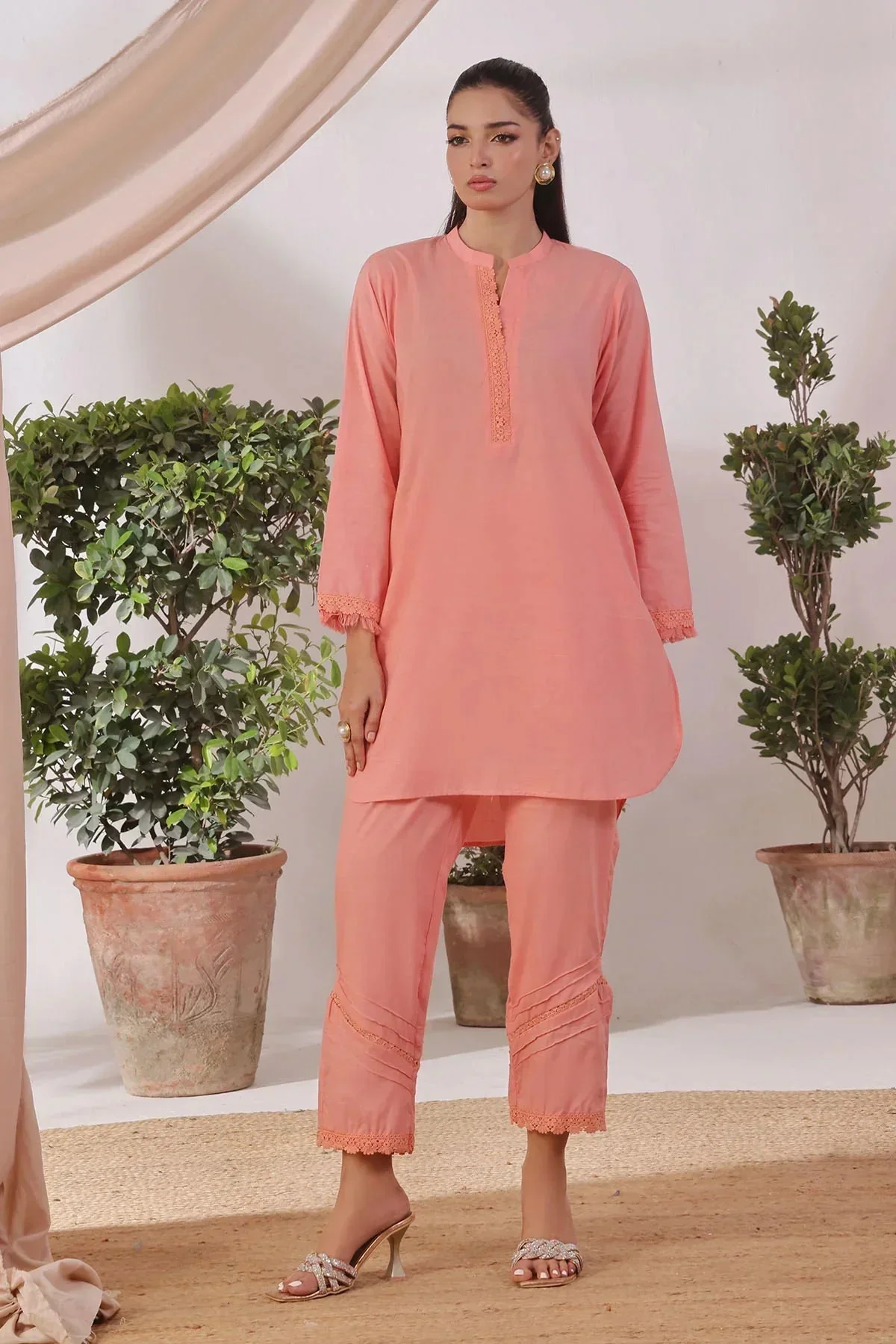 Ochre Clothing-Slub Lawn Women's 2 Pc Suit-SOLS-16 - Image 3