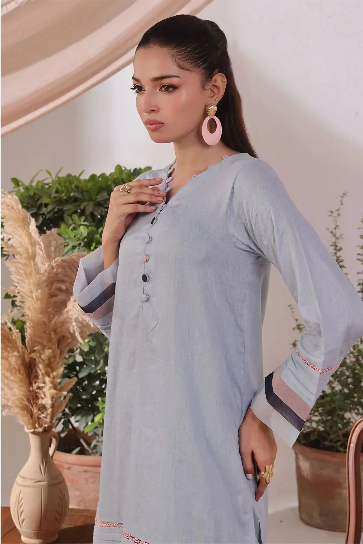 Ochre Clothing-Cotton Jacquard Women's 2 Pc Suit-SOLS-21 - Image 2