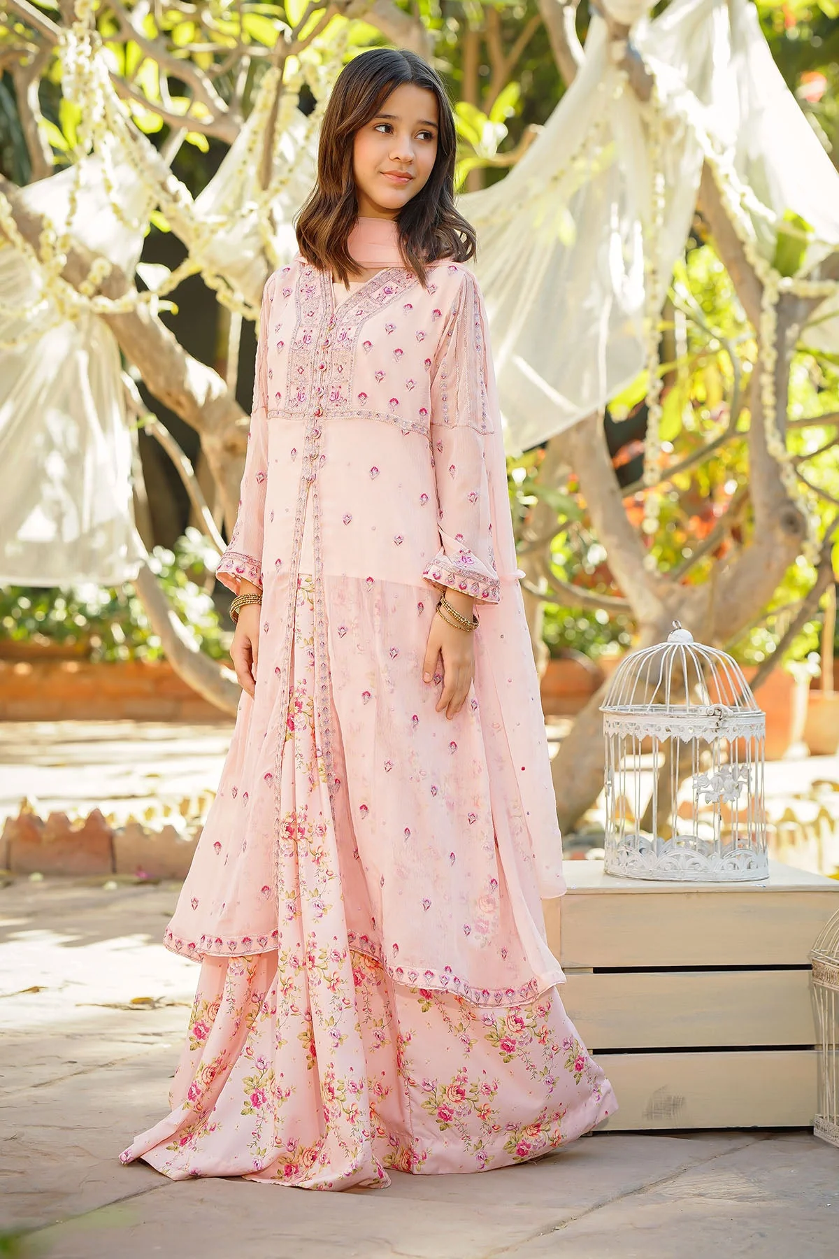 Ochre Clothing-Chiffon Embroidered 3 Pc Suit-EX-22