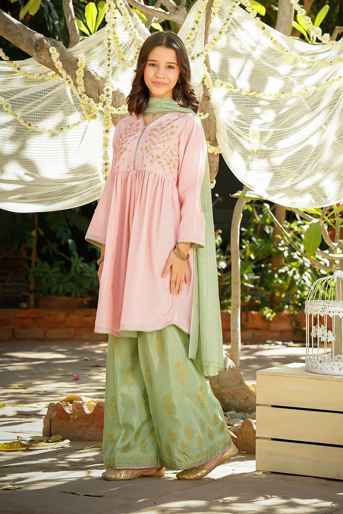 Ochre Clothing-Cotton Silk Hand Adda Work 3 Pc Suit-AC-81