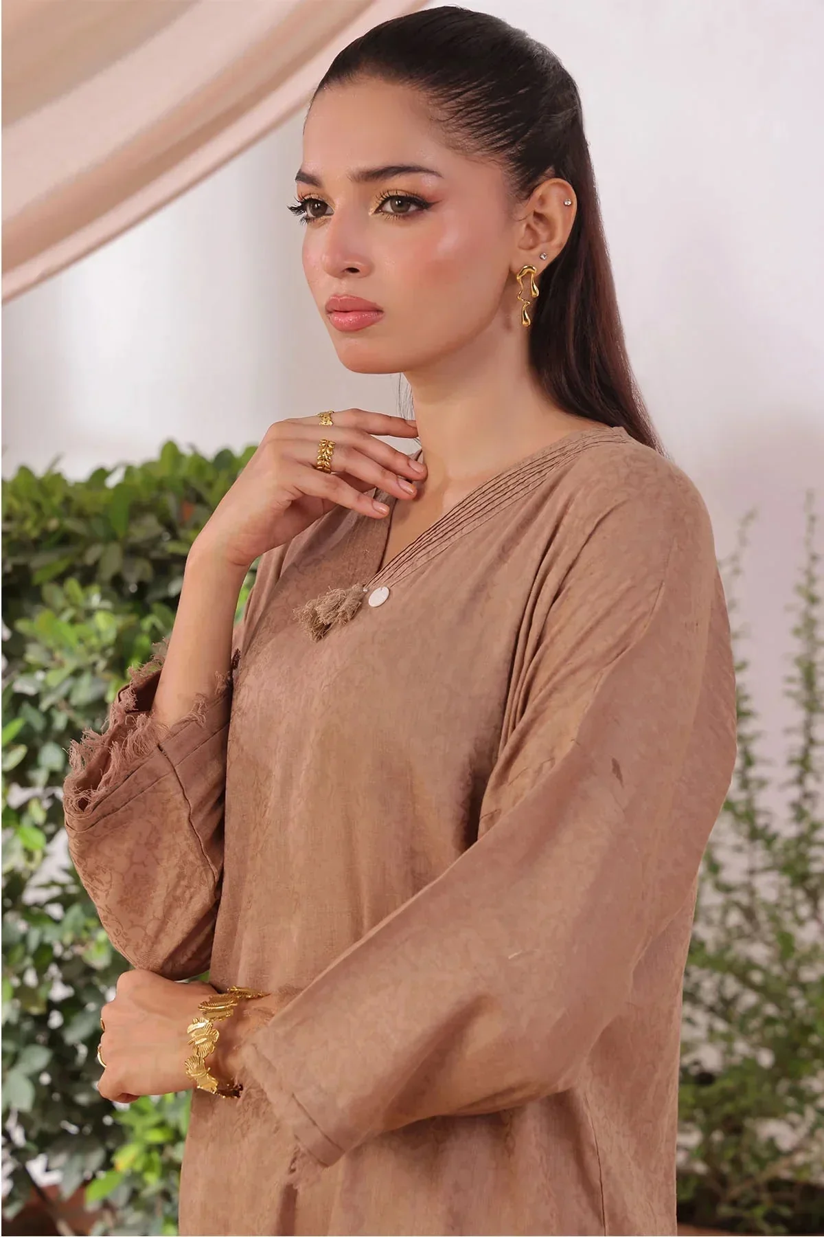 Ochre Clothing-Cotton Jacquard Women's 2 Pc Suit-SOLS-22 - Image 2