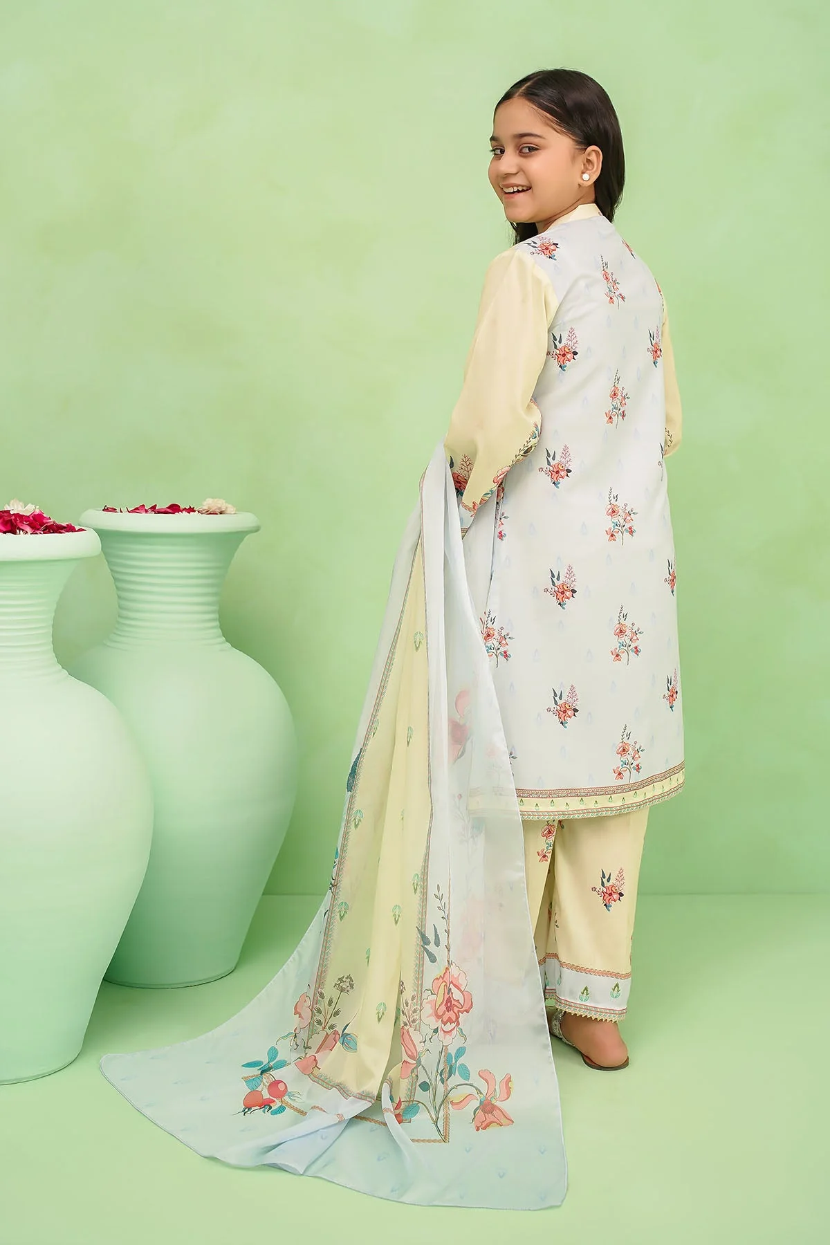 Ochre Clothing-Poly Lawn Digital Printed 3 Pc Suit-CORF-44 - Image 5