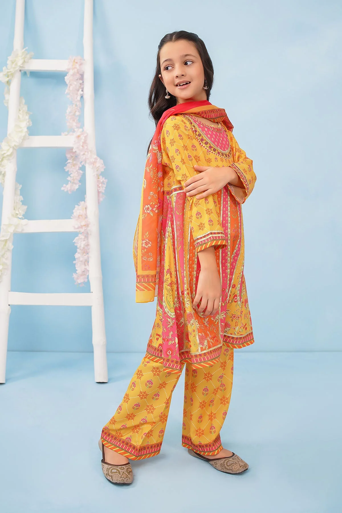 Ochre Clothing-Poly Lawn Digital Printed 3 Pc Suit-INDP-71 - Image 4