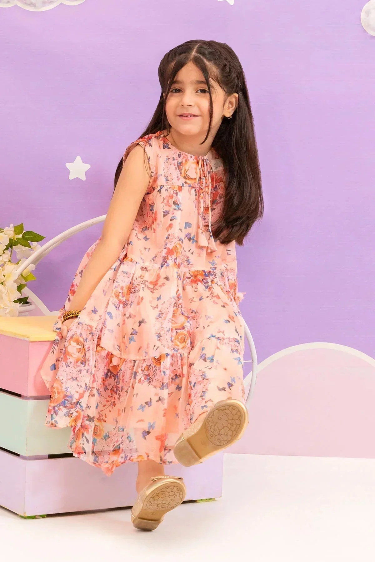 Ochre Clothing-Printed Chiffon Dress-INWD-24 - Image 2