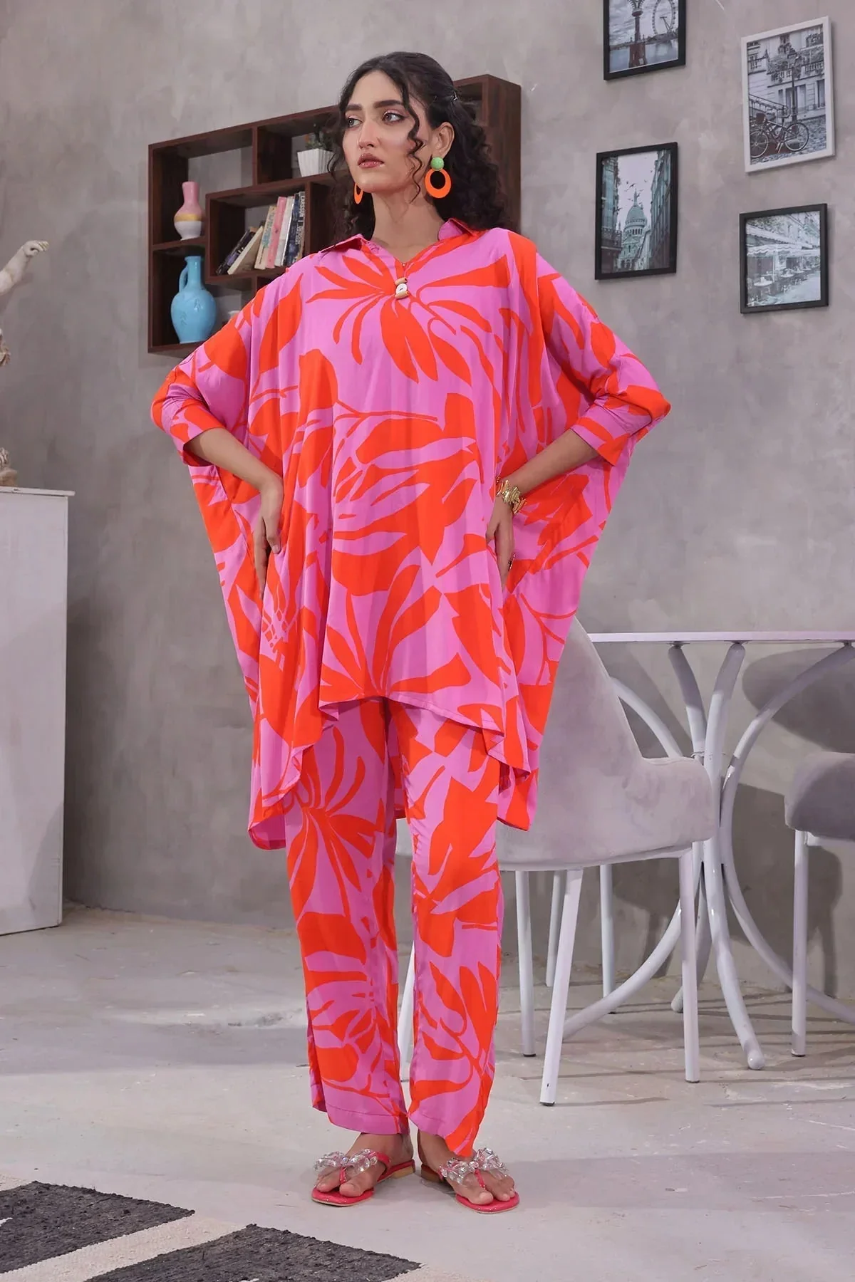 Ochre Clothing-Printed Silk Women's 2 Pc Suit-SOWC-11A