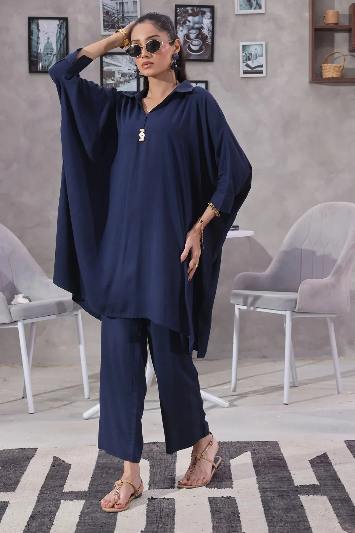 Ochre Clothing-Dobby Cotton Women's 2 Pc Suit-SOWC-11B