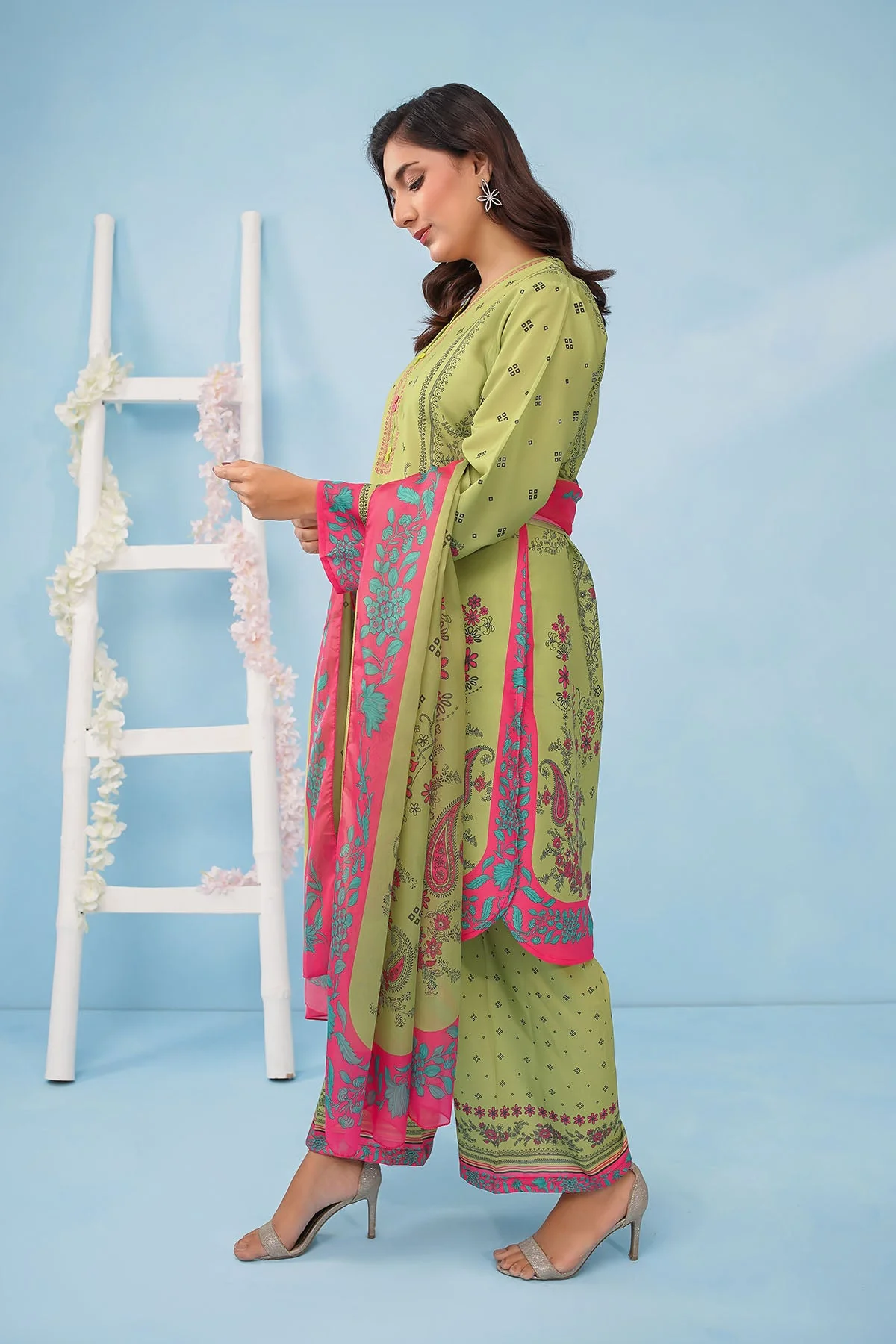 Ochre Clothing-Poly Lawn Digital Printed 3 Pc Suit-SDPF-02 - Image 3