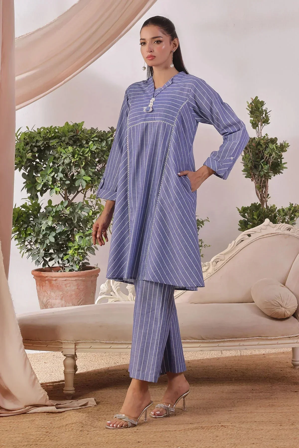 Ochre Clothing-Chambray Cotton Women's 2 Pc Suit-SOLS-07