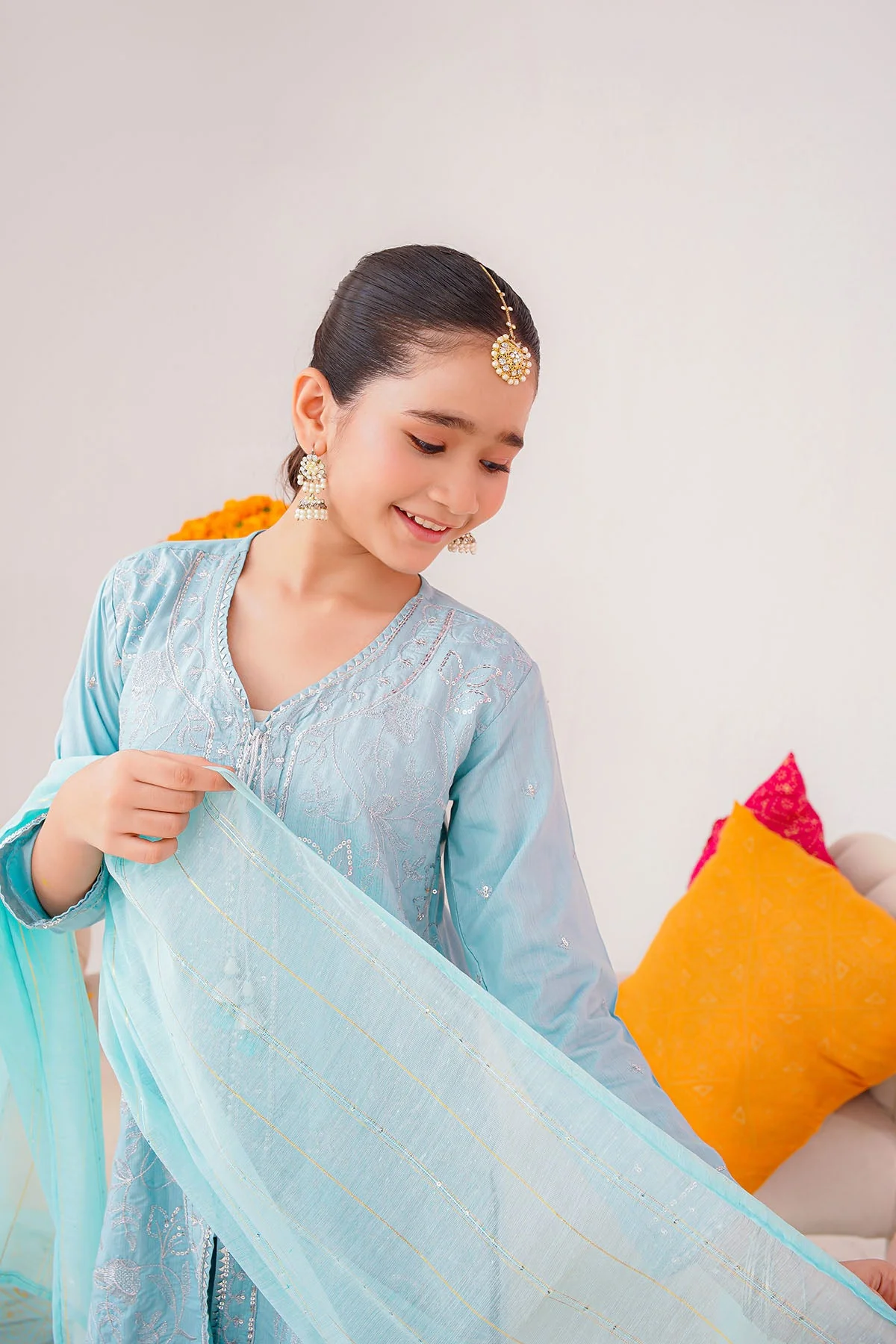Ochre Clothing Kids Winter-Cotton Silk Embroidered 3 Pc Suit-SHD-15 - Image 4