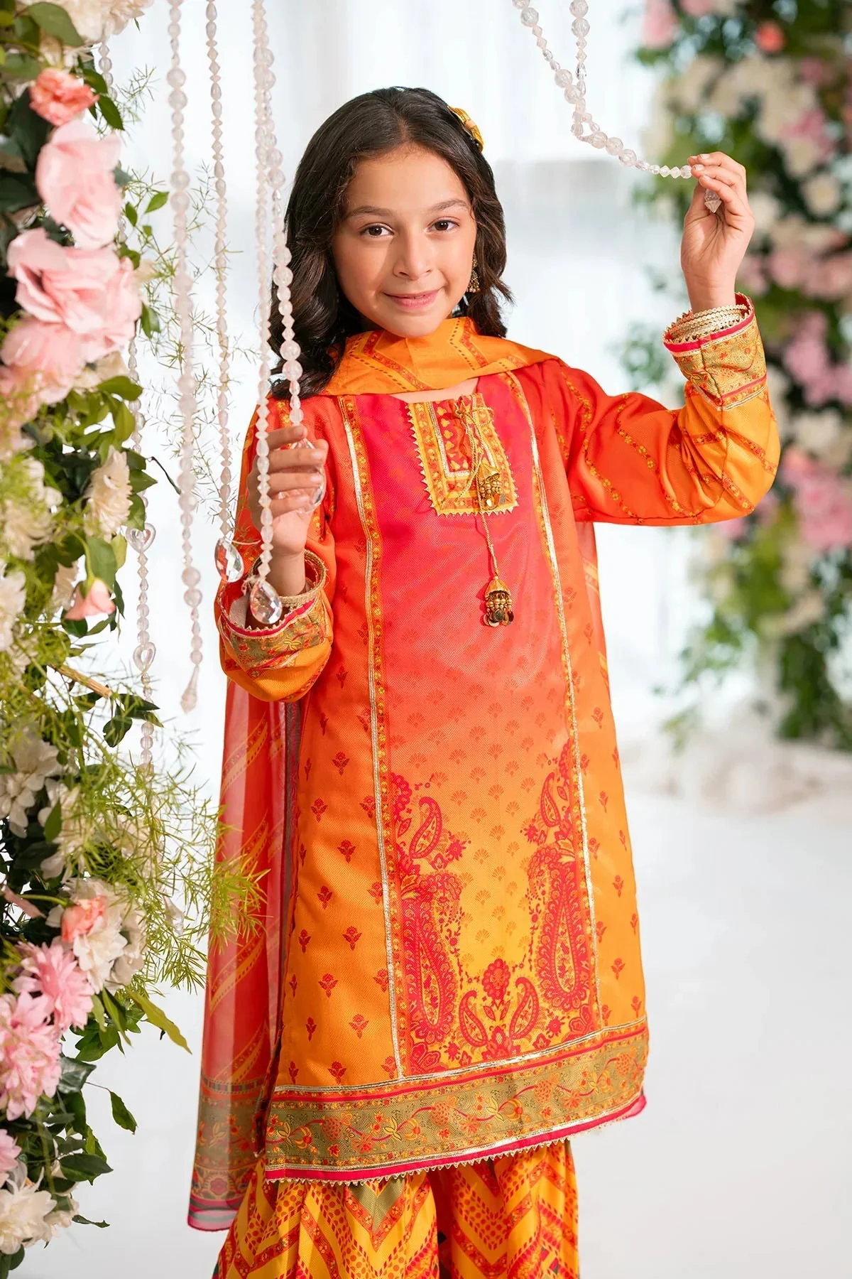 Ochre Clothing Kids-Herringbone Digital Printed 3 Pc Suit-CORF-34 - Image 2