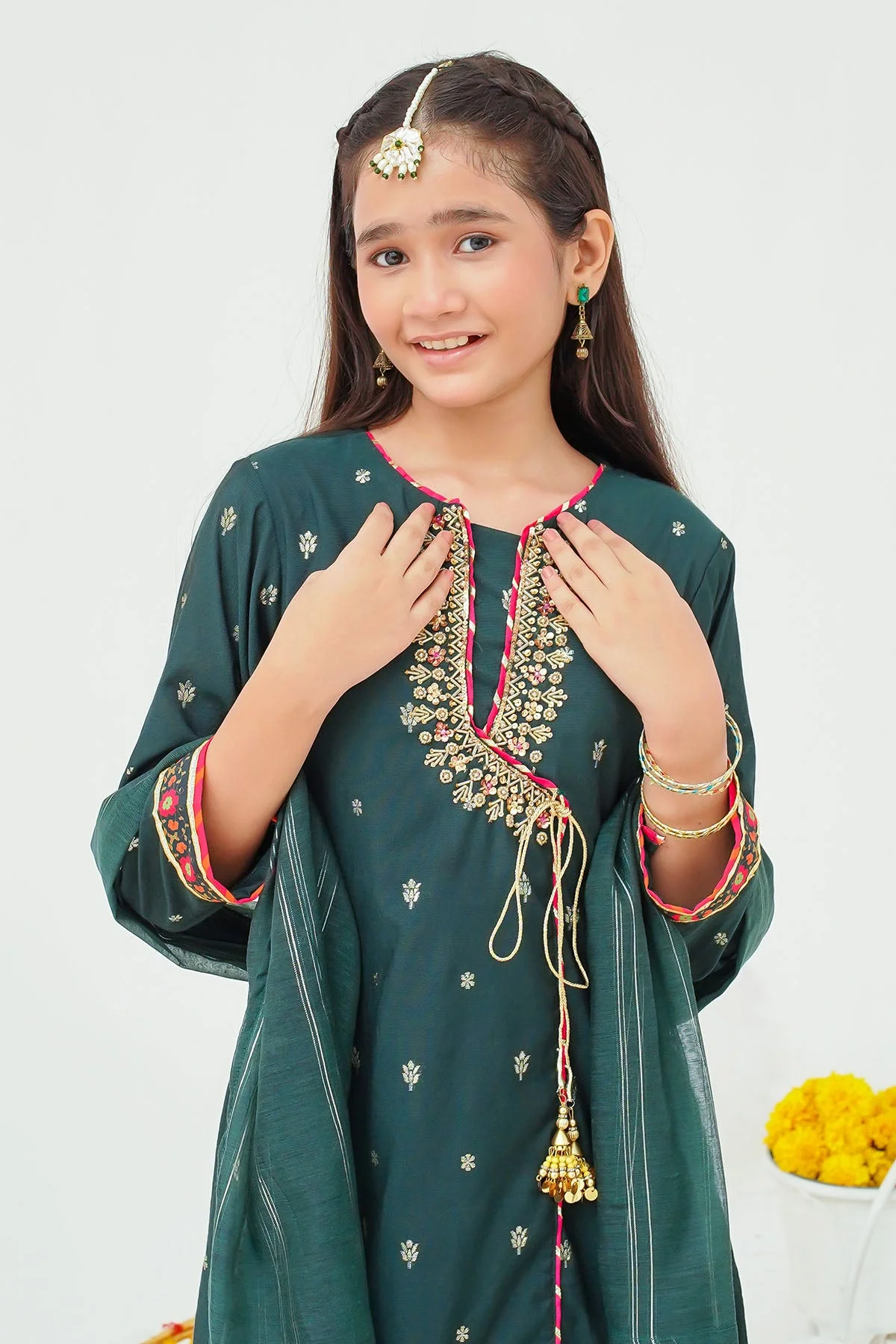 Ochre Clothing Stitched 3 Piece Cotton Jacquard Suit-MHD-15 - Image 2