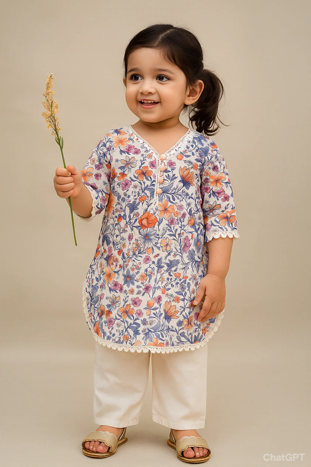 Hiba Fashion Off-white and gray 2 PC Lawn suit (BFT-008) - Image 2