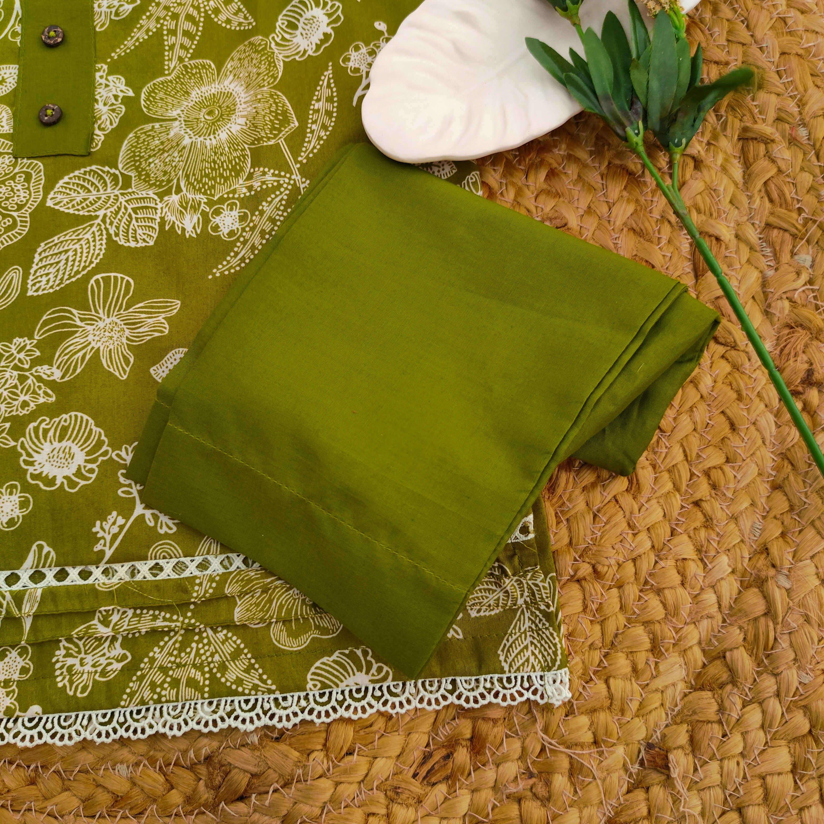 Hiba Fashion Olive green 2 PC Lawn suit (BFT-005) - Image 5