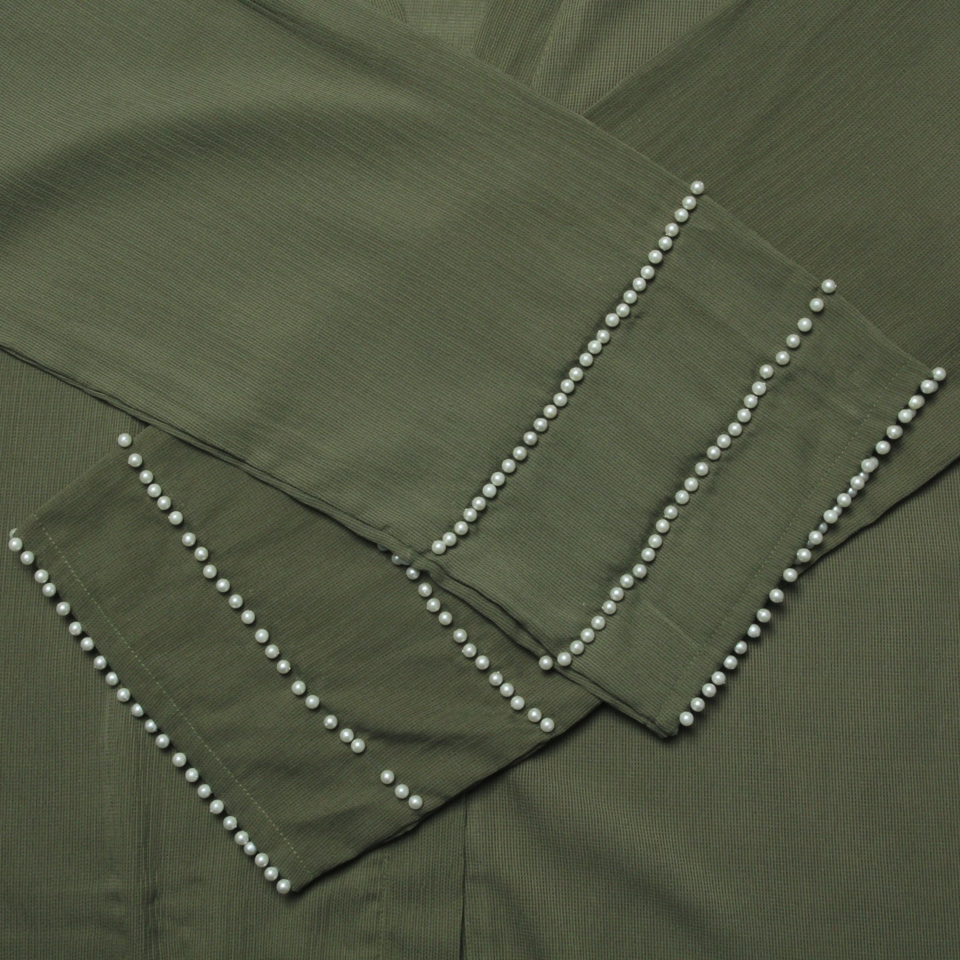 Hijabi.Pk Olive Pearl Sleeve Abaya - Signature - Image 5