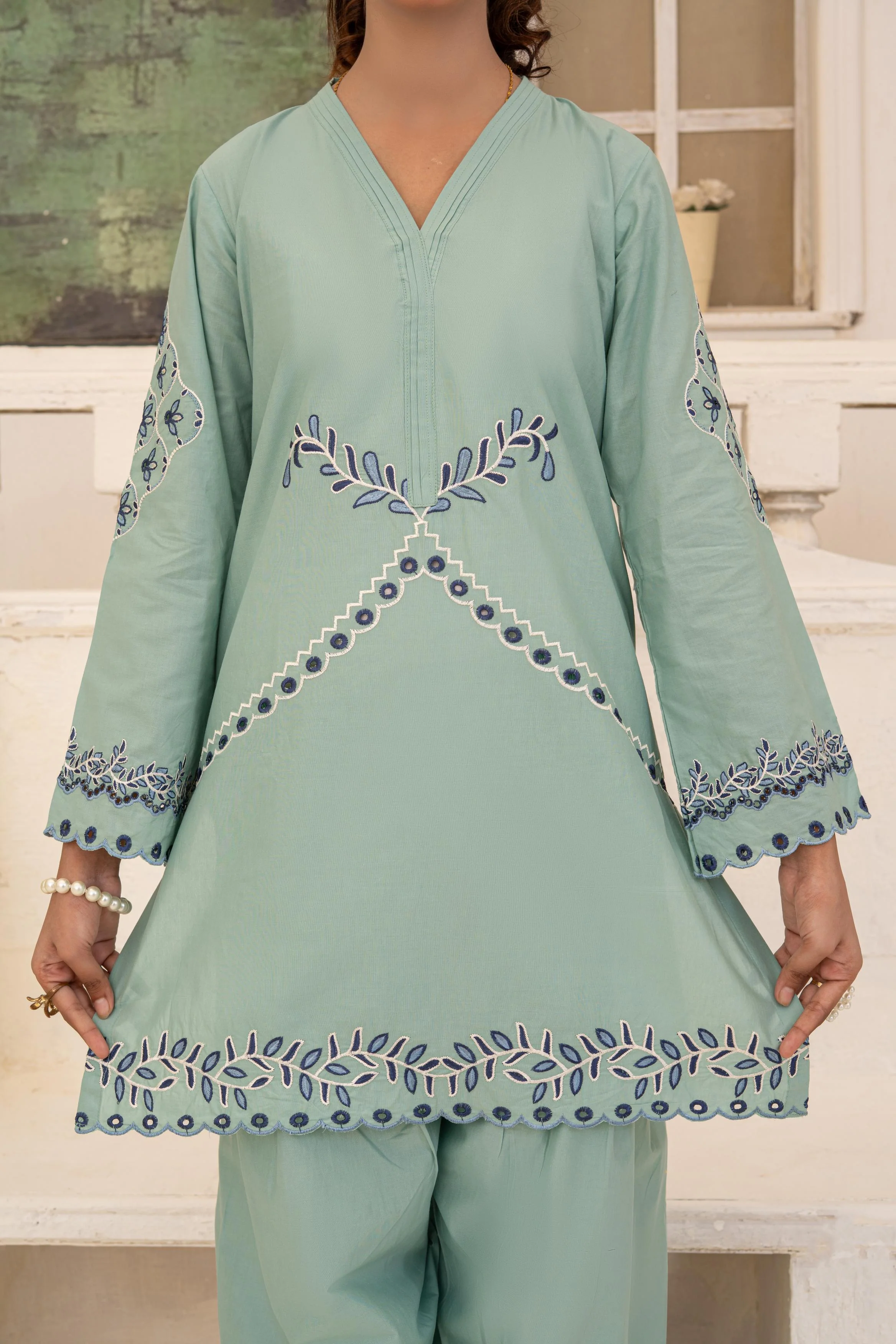 Sada Bahar By Abeera Stitched 2 Piece Emb Premium Cotton Suit-SB-02 - Image 6