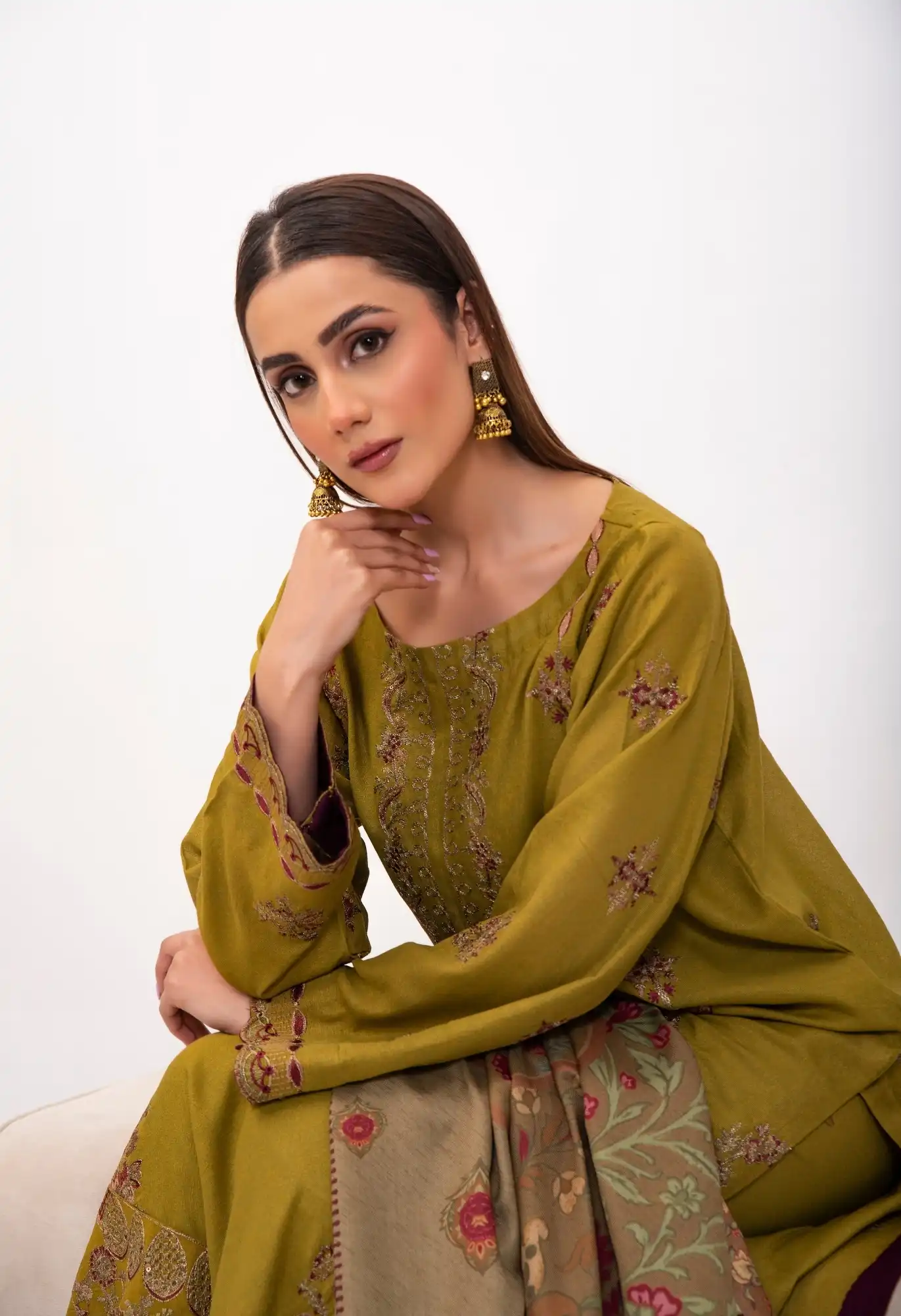 Dilkash By Inara Stitched 3 Piece Winter Suit-OLIVIA DR-02 - Image 4