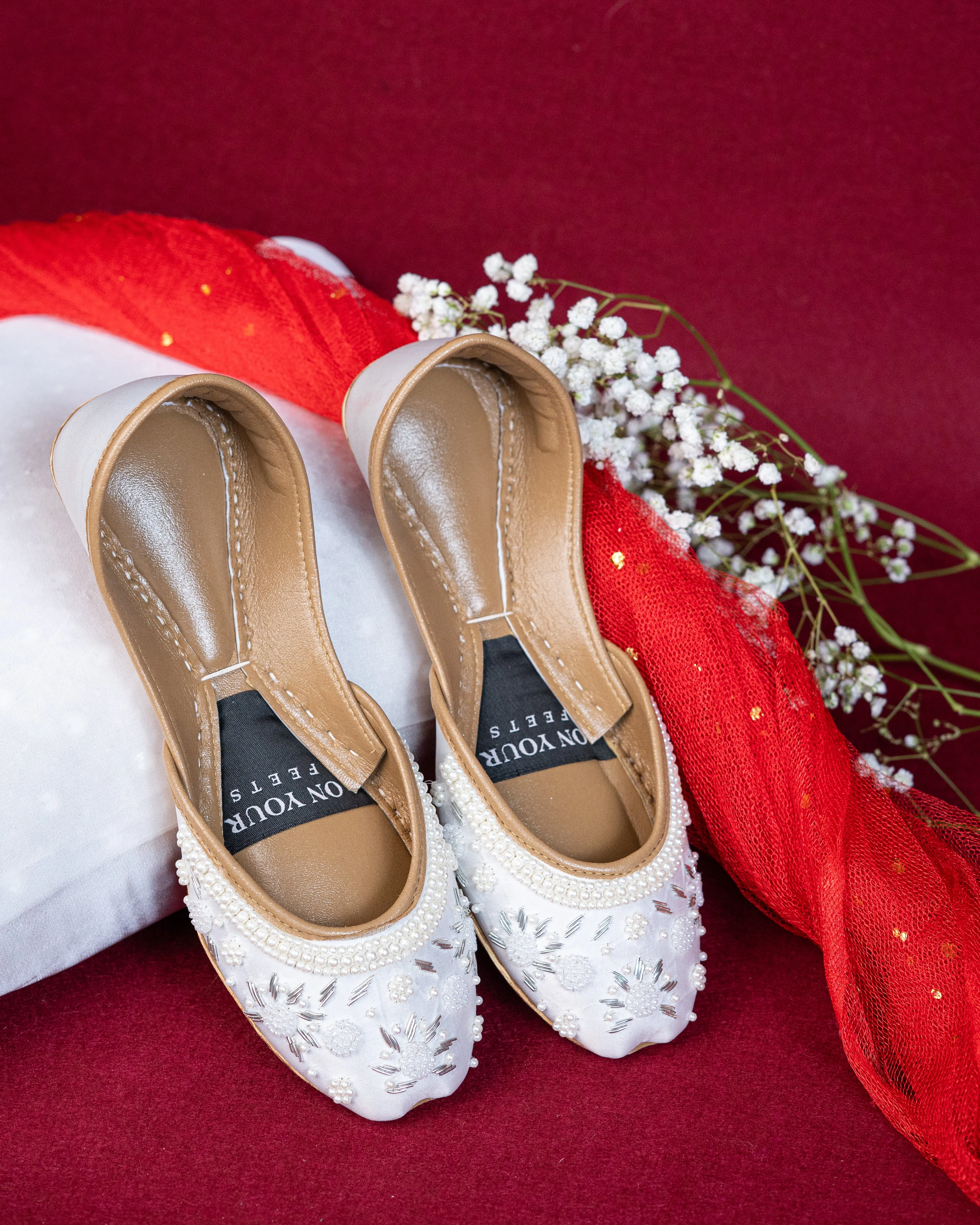 On Your Feets Emb Khussa-Snow flake (White)
