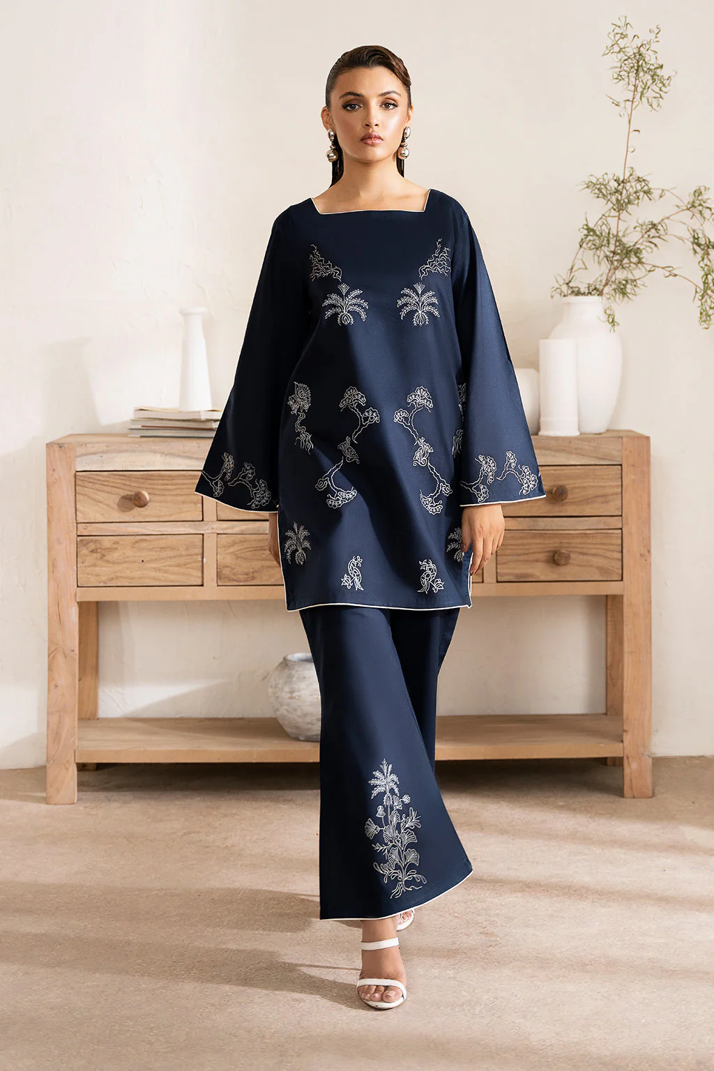 Zarposh Unstitched 2 Piece Emb Cotton Collection-Opal