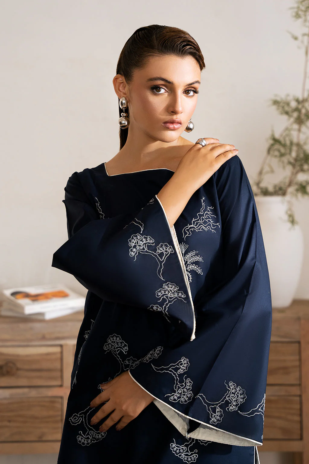 Zarposh Unstitched 2 Piece Emb Cotton Collection-Opal - Image 5