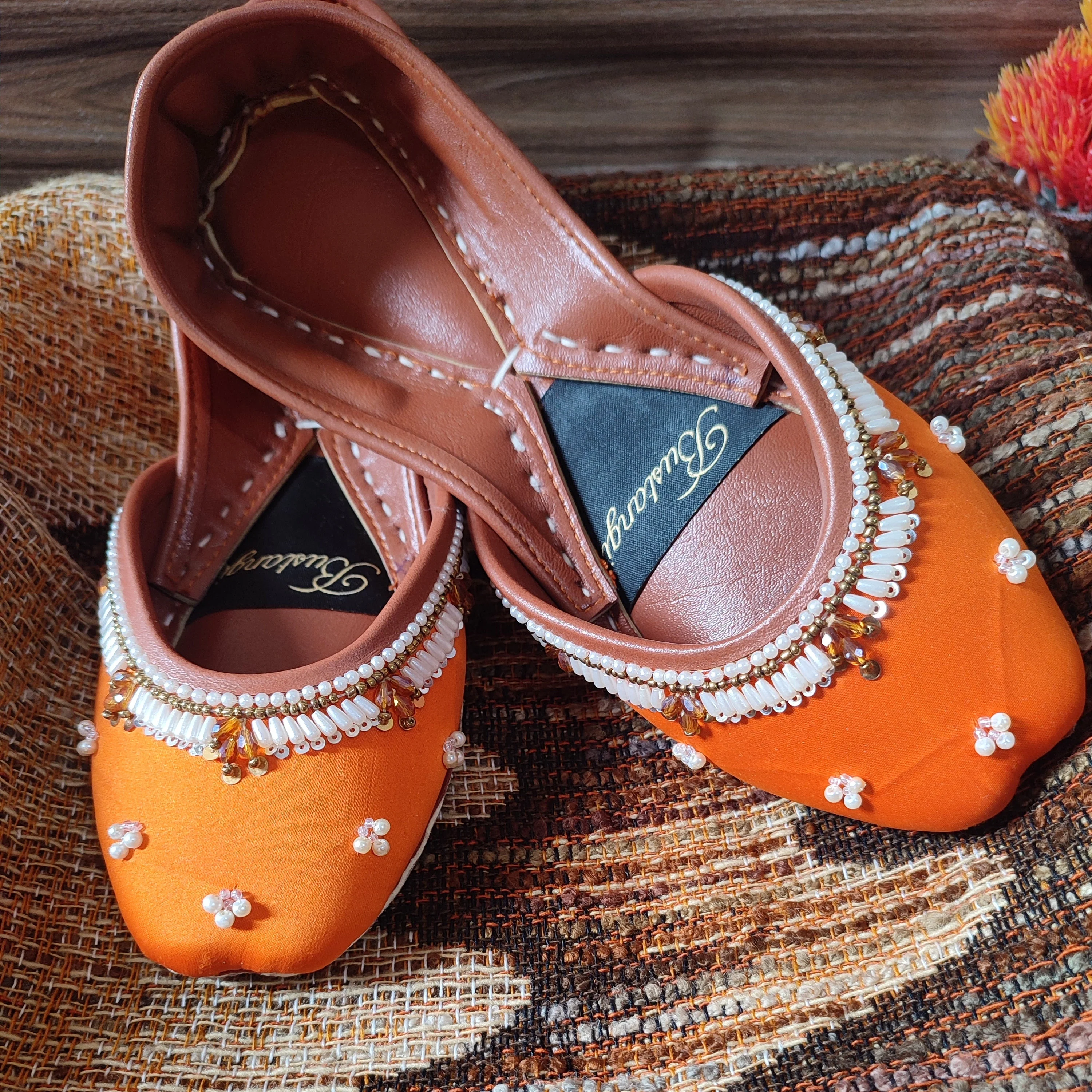Bustangi Orange Orchid Women Khussa E015