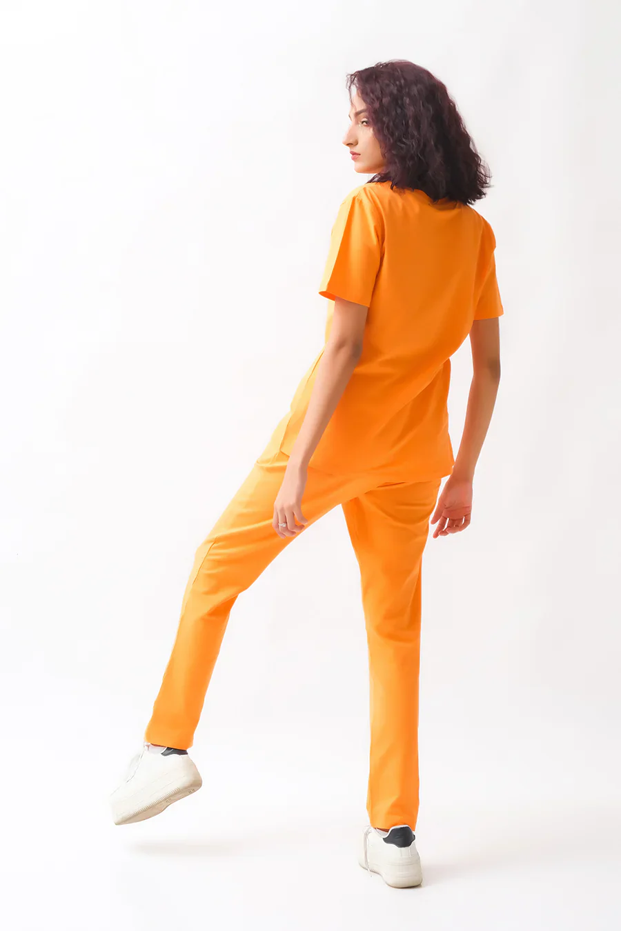 Dhaga Western Co Ords-Orange Co Ords - Half Sleeves T-Shirt with Trouser - Image 5