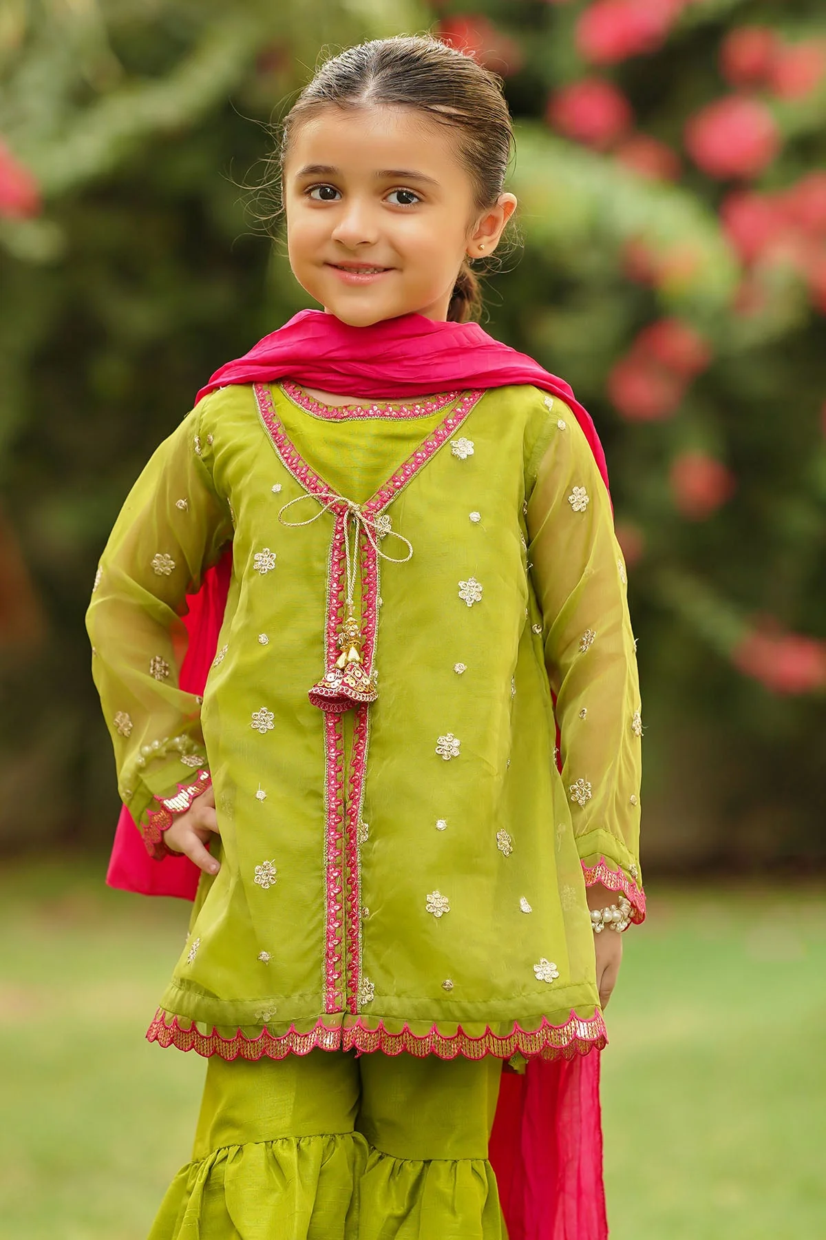 Ochre Clothing Organza Embroidered 3 Pc Suit Suit - Image 2