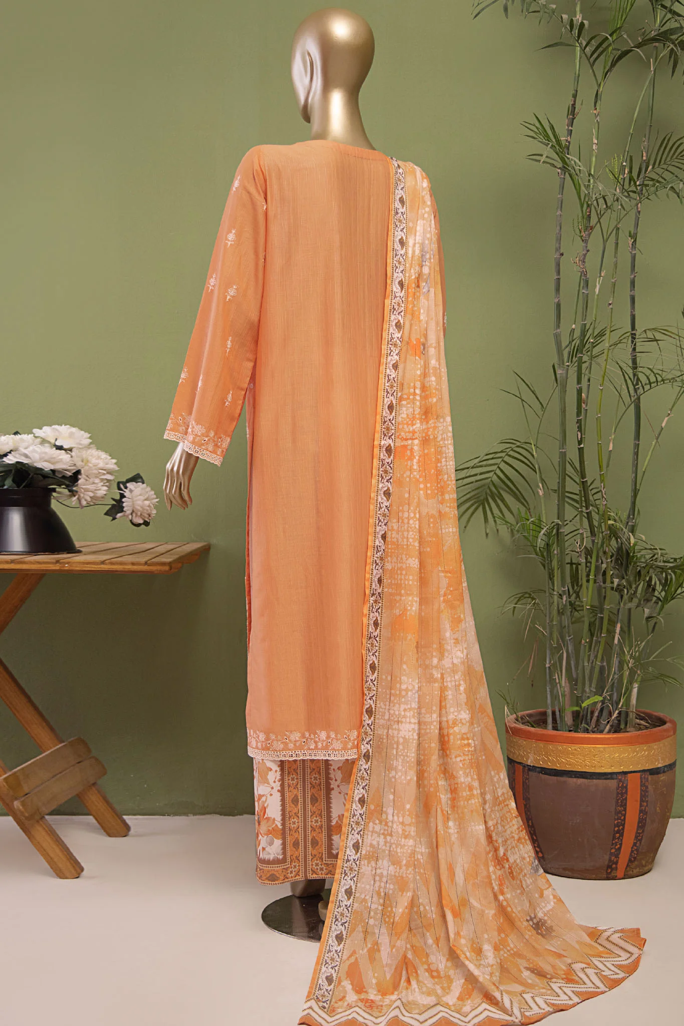 Oriental By HZ Unstitched 3 Piece Emb Printkari Bana Dora Suit-OPK-18 - Image 3